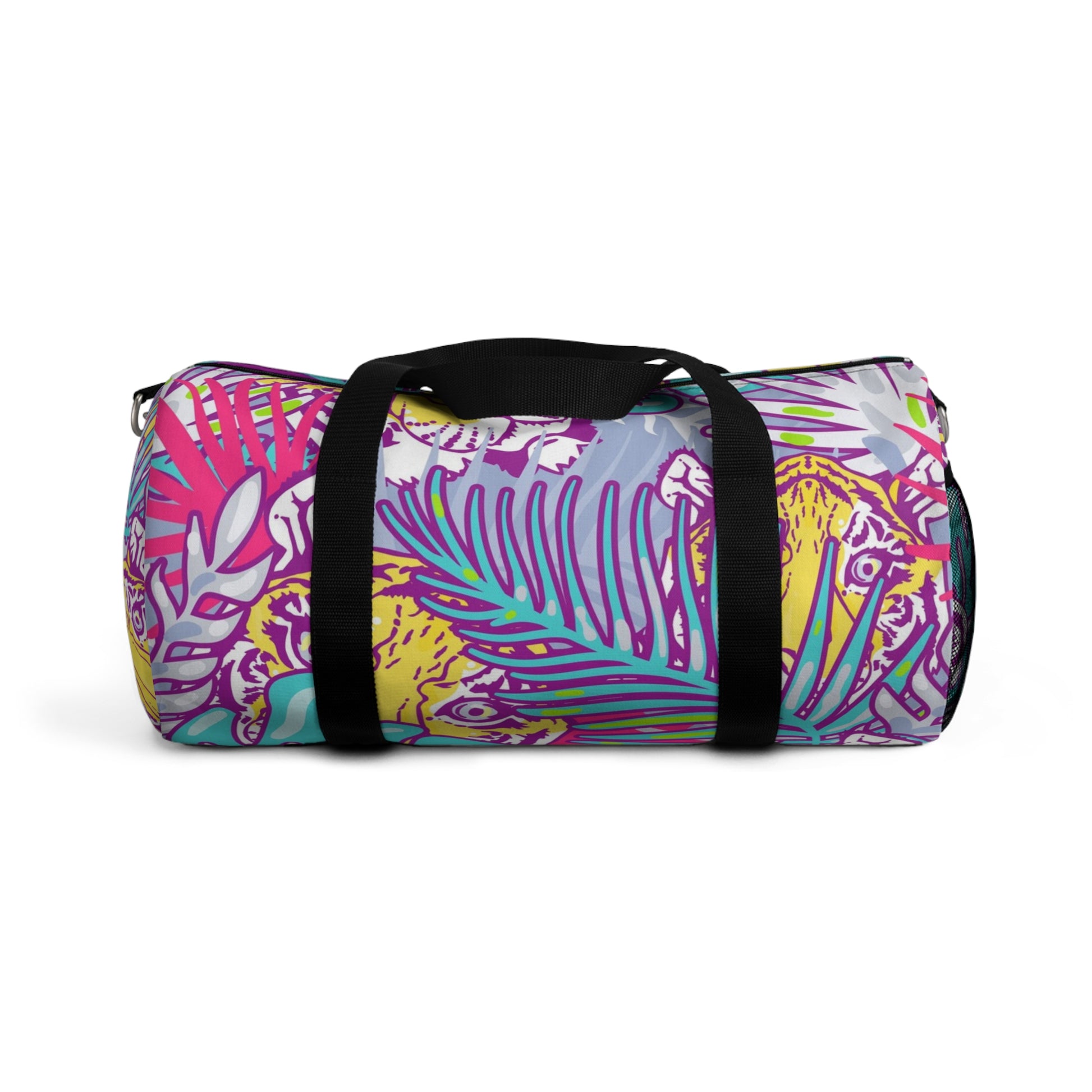 Tropical Floral Tigers Torquise and Purple Duffel Bag, Artsulli - Art is Long, Life is Short, Bags, Size, Small, , , , , 14139584943770