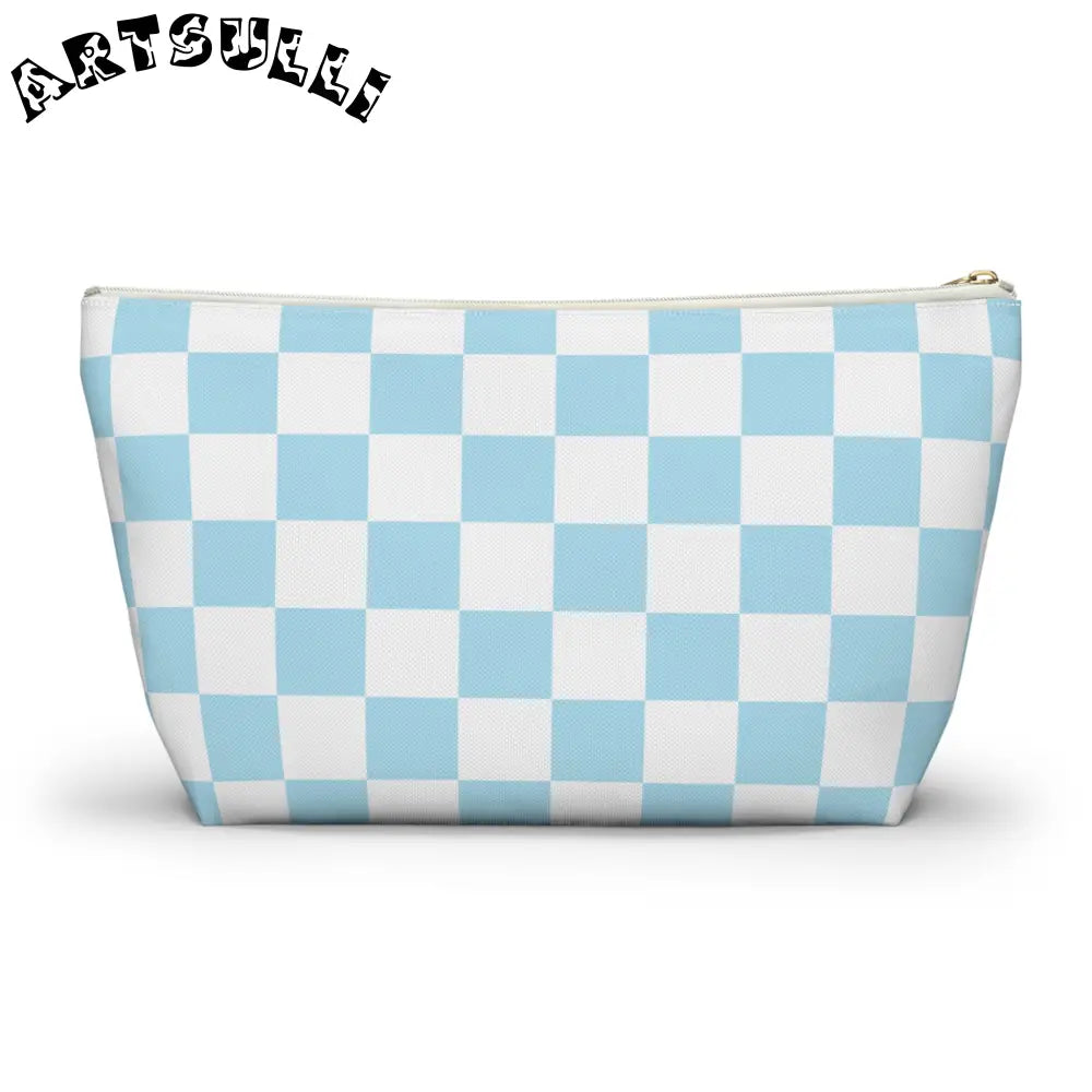 JAKKOUTTHEBXX Checkerboard Sky Blue Accessory Pouch w T-bottom
