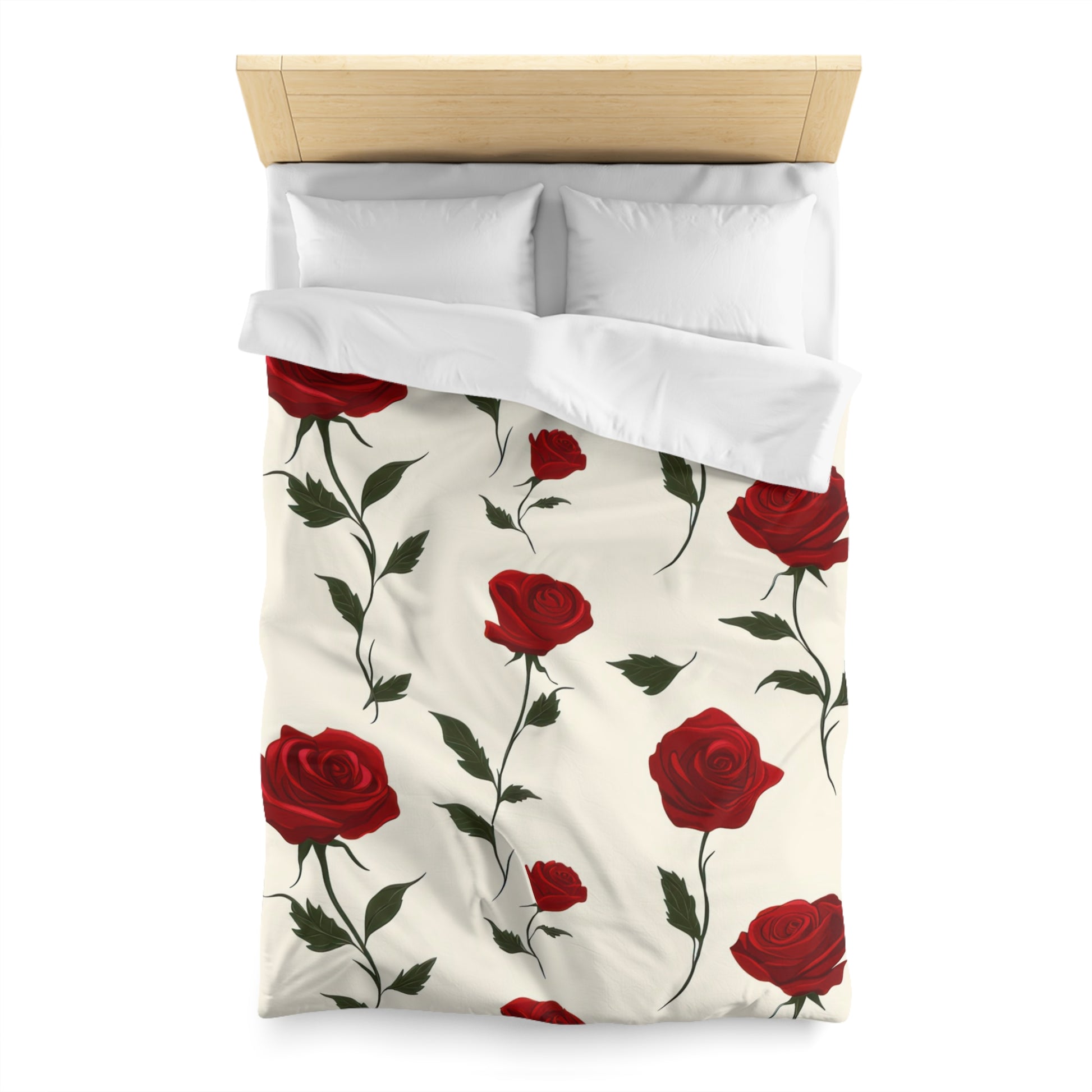 Red Roses Microfiber Duvet Cover, Artsulli - Art is Long, Life is Short, Home Decor, , , , , , , 