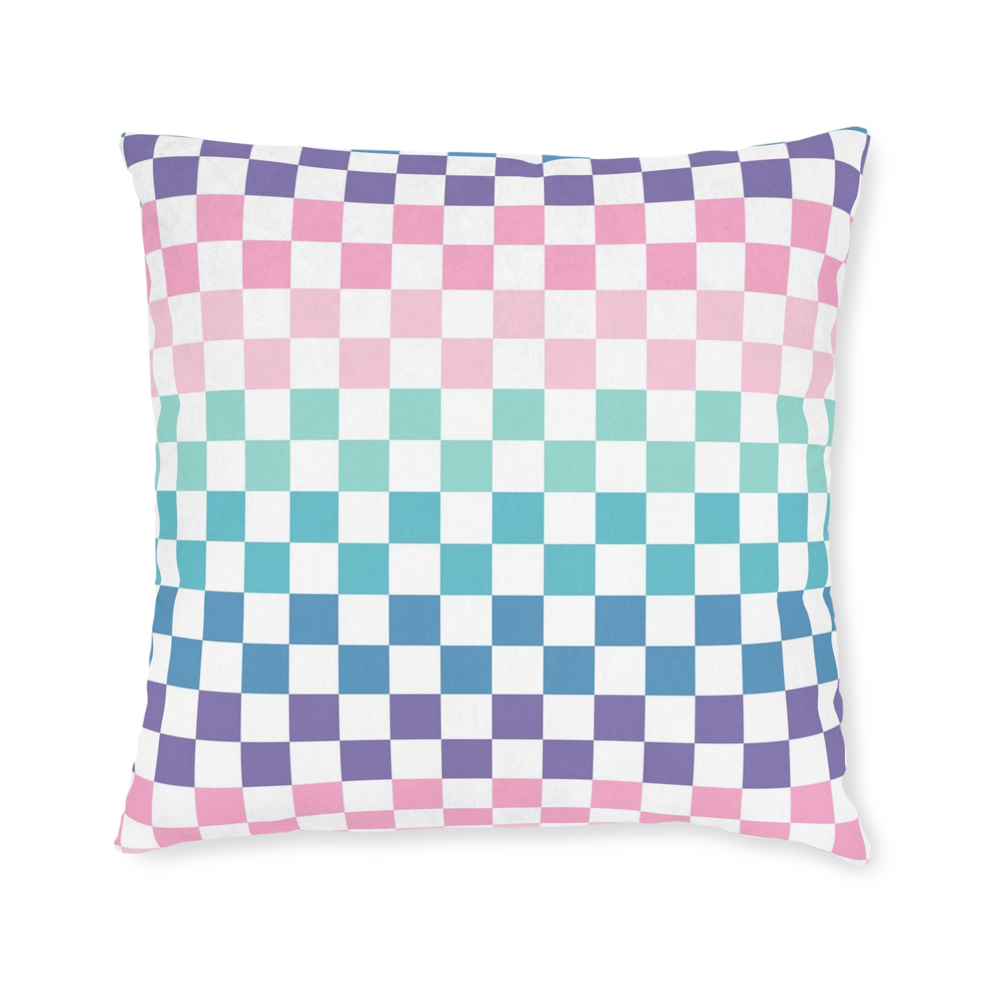 Vaporwave Rainbow  Checkerboard Multi-Color Square Pillow, Artsulli - Art is Long, Life is Short, Home Decor, Size, 22" × 22", , , , , 17657168275212817984