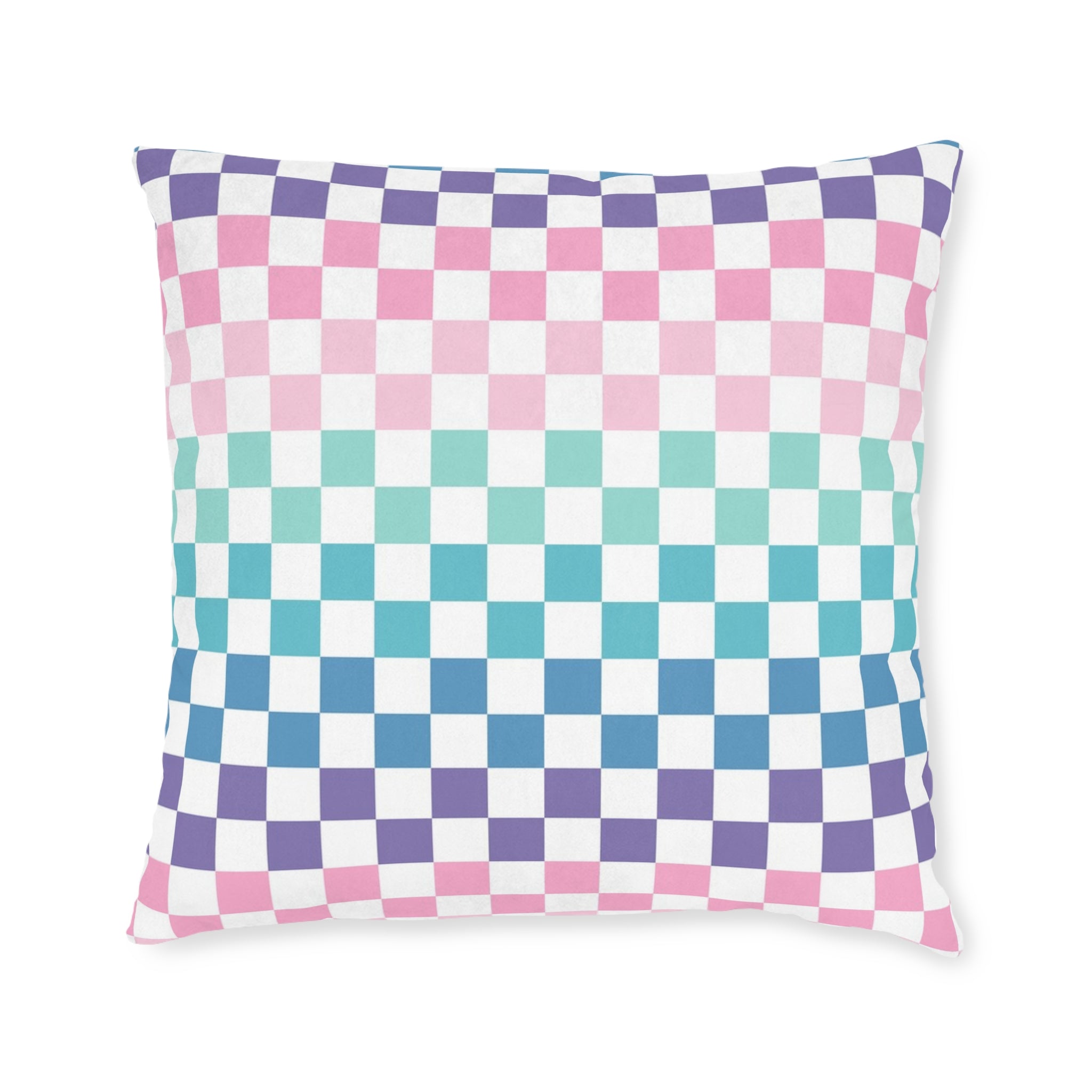 Vaporwave Rainbow  Checkerboard Multi-Color Square Pillow, Artsulli - Art is Long, Life is Short, Home Decor, Size, 22" × 22", , , , , 17657168275212817984
