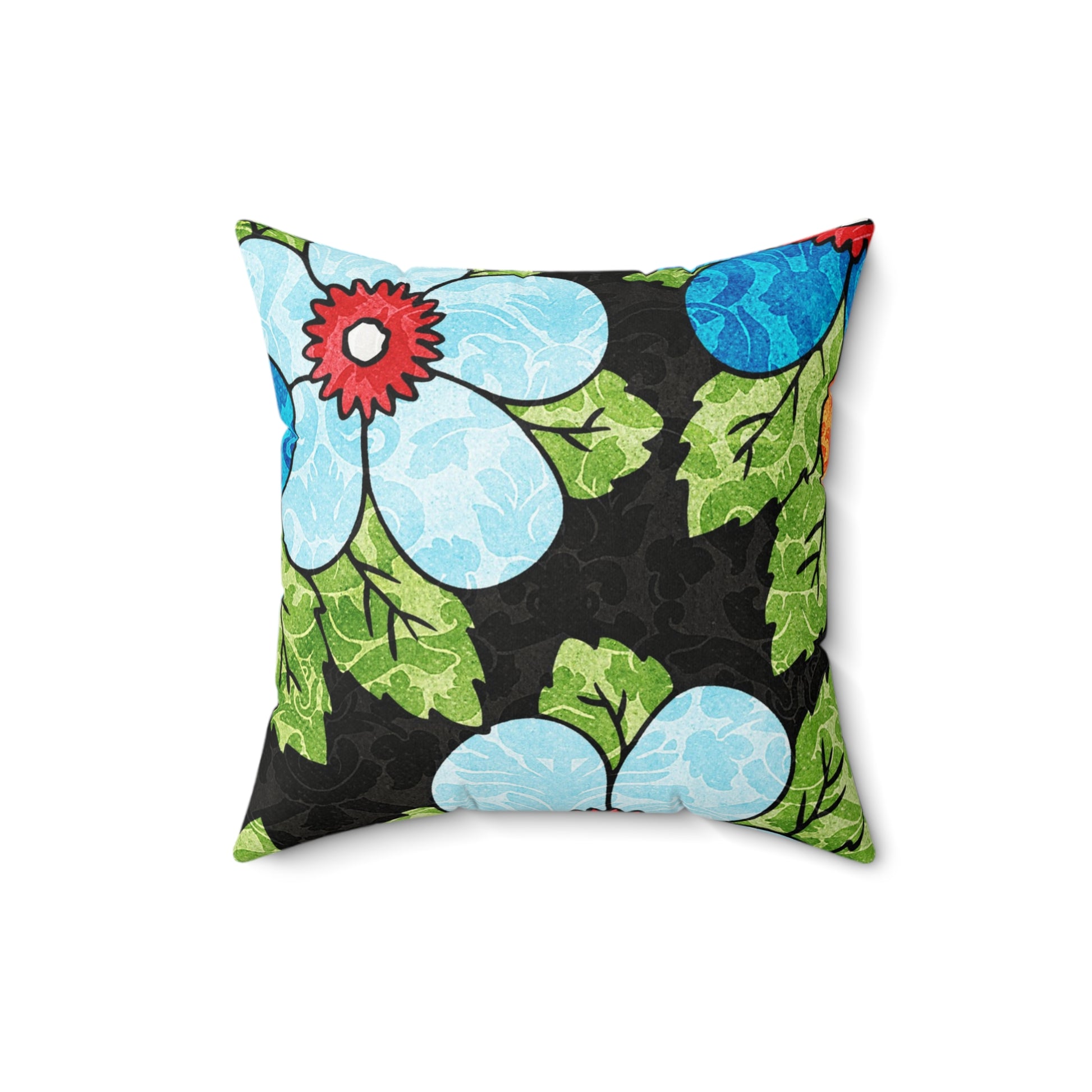 Groovy Black Floral Kl Spun Polyester Square Pillow, Artsulli - Art is Long, Life is Short, Home Decor, , , , , , , 
