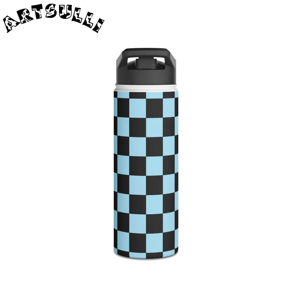 JAKKOUTTHEBXX Checkerboard Black and Blue Stainless Steel Water
