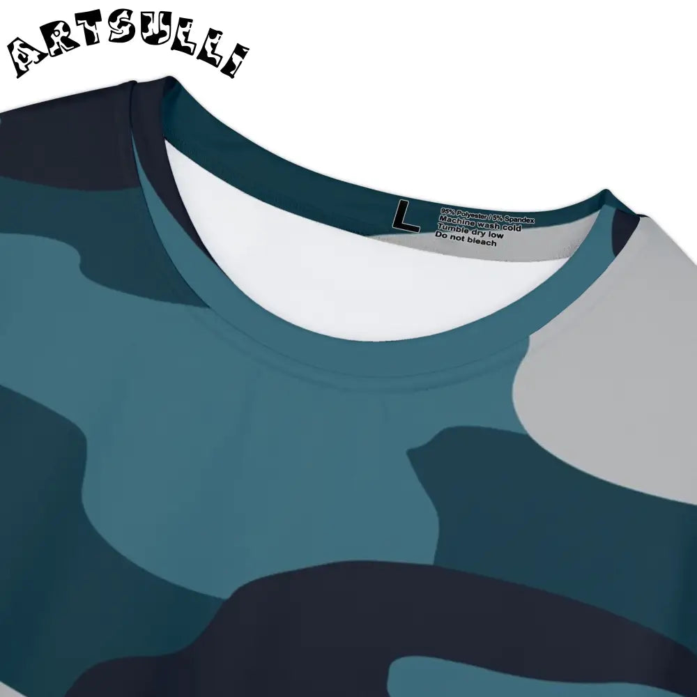 JAKKOUTTHEBXX Blue Camouflage Women’s Short Sleeve Shirt (AOP)