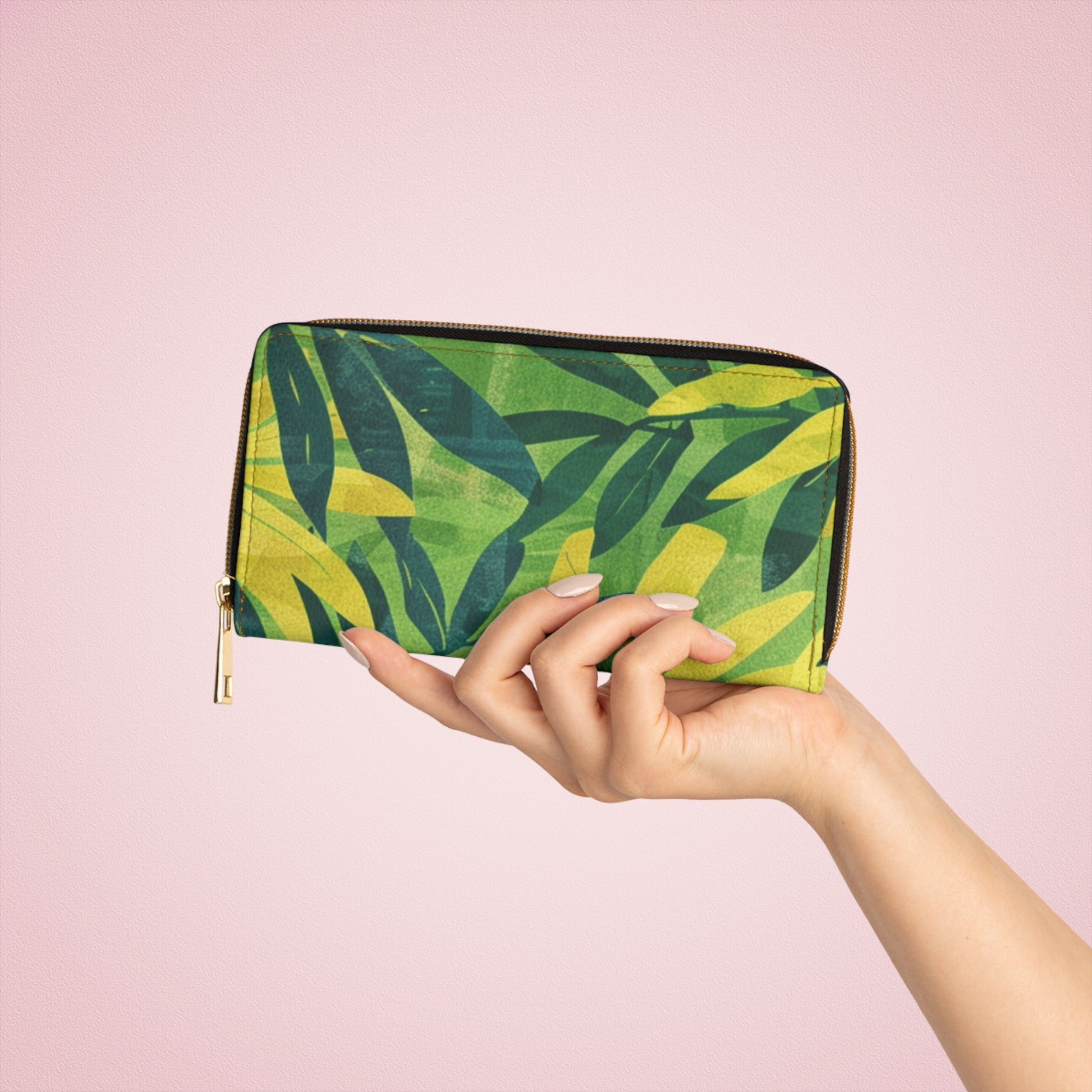 Green Leaf x Yellow Leaf x Tropical x Jungle Zipper Wallet, Artsulli - Art is Long, Life is Short, Accessories, , , , , , , 
