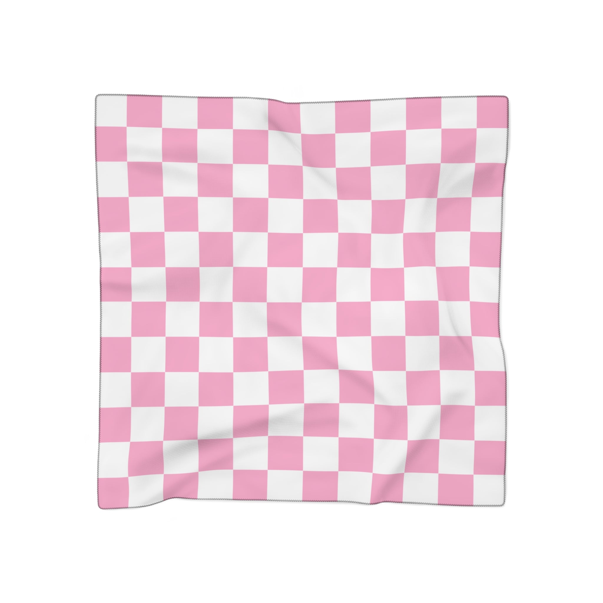 Checkerboard Hot Pink and White Poly Scarf, Artsulli - Art is Long, Life is Short, Accessories, Color, Poly voile, Size, 50" × 50", , , 24866684140601886128