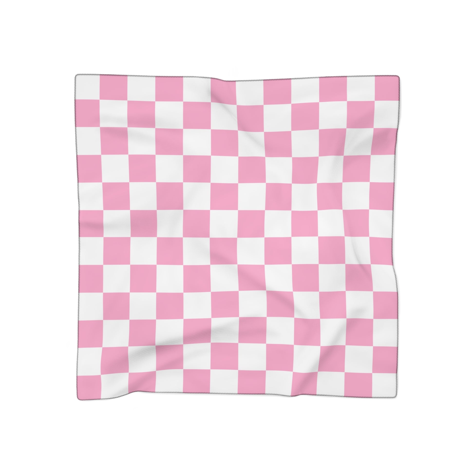 Checkerboard Hot Pink and White Poly Scarf, Artsulli - Art is Long, Life is Short, Accessories, Color, Poly chiffon, Size, 50" × 50", , , 33087819417380815828