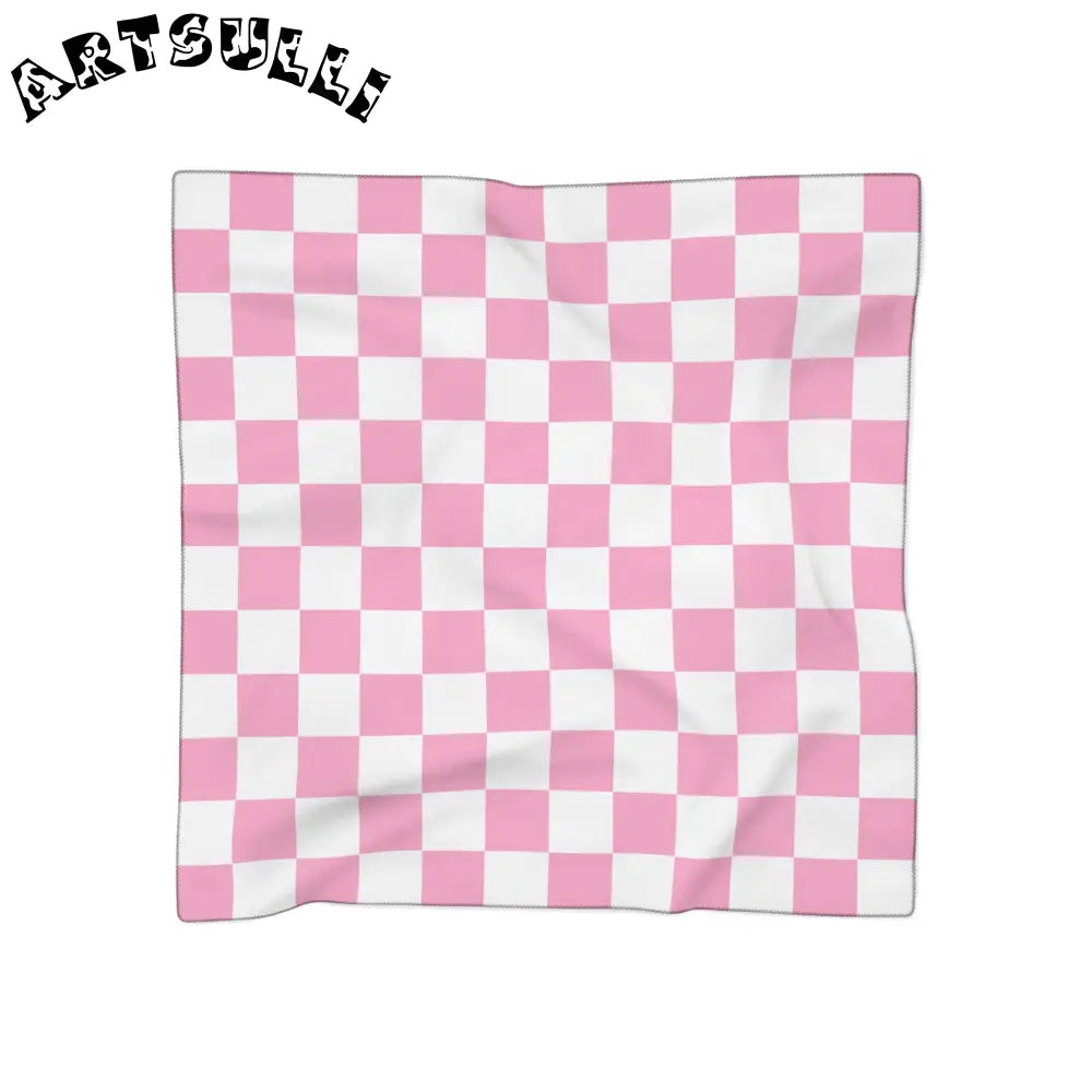 JAKKOUTTHEBXX Checkerboard Hot Pink and White Poly Scarf