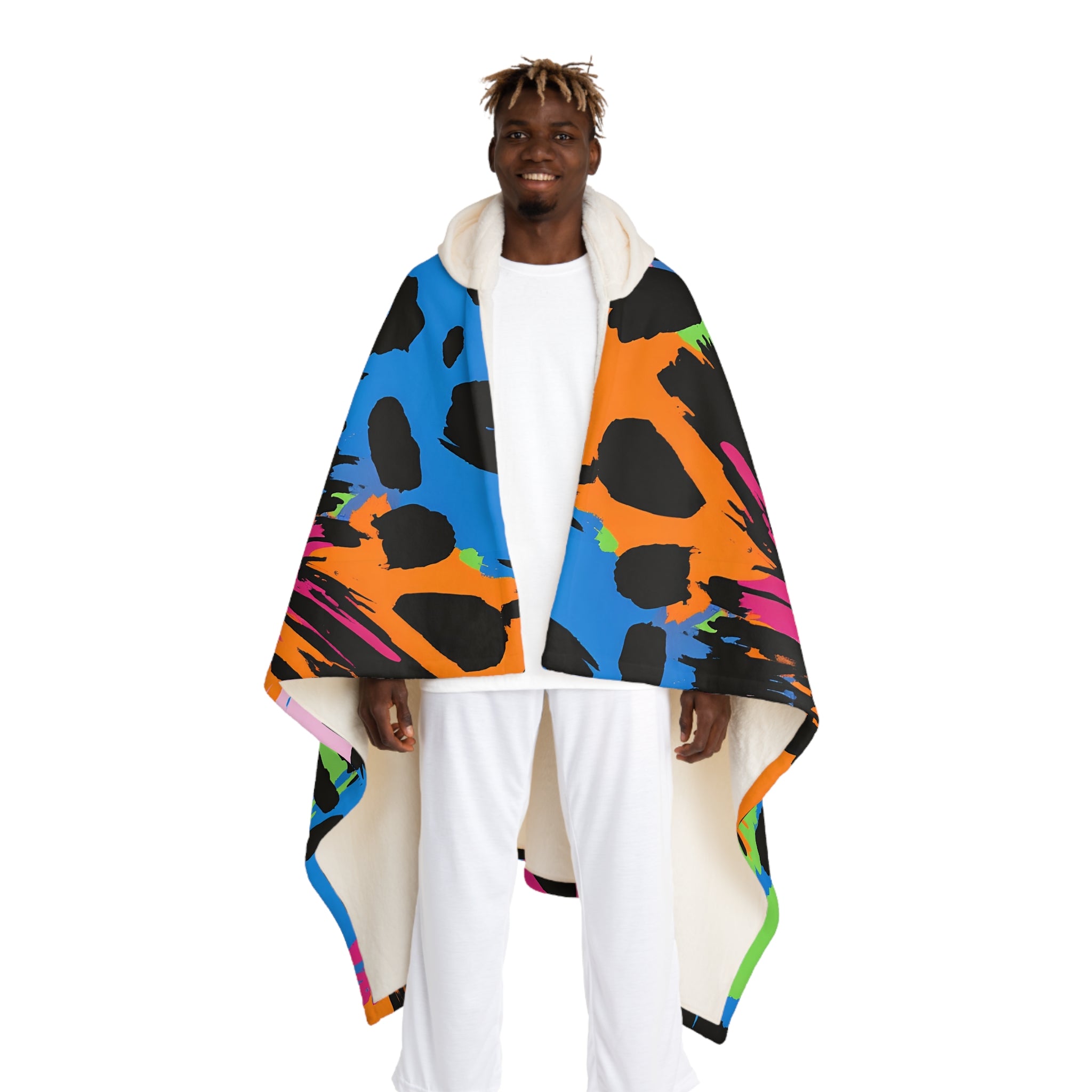 90s Neon Hooded Sherpa Fleece Blanket, Artsulli - Art is Long, Life is Short, All Over Prints, Size, One size, Color, Cream, , , 15114939176745533139