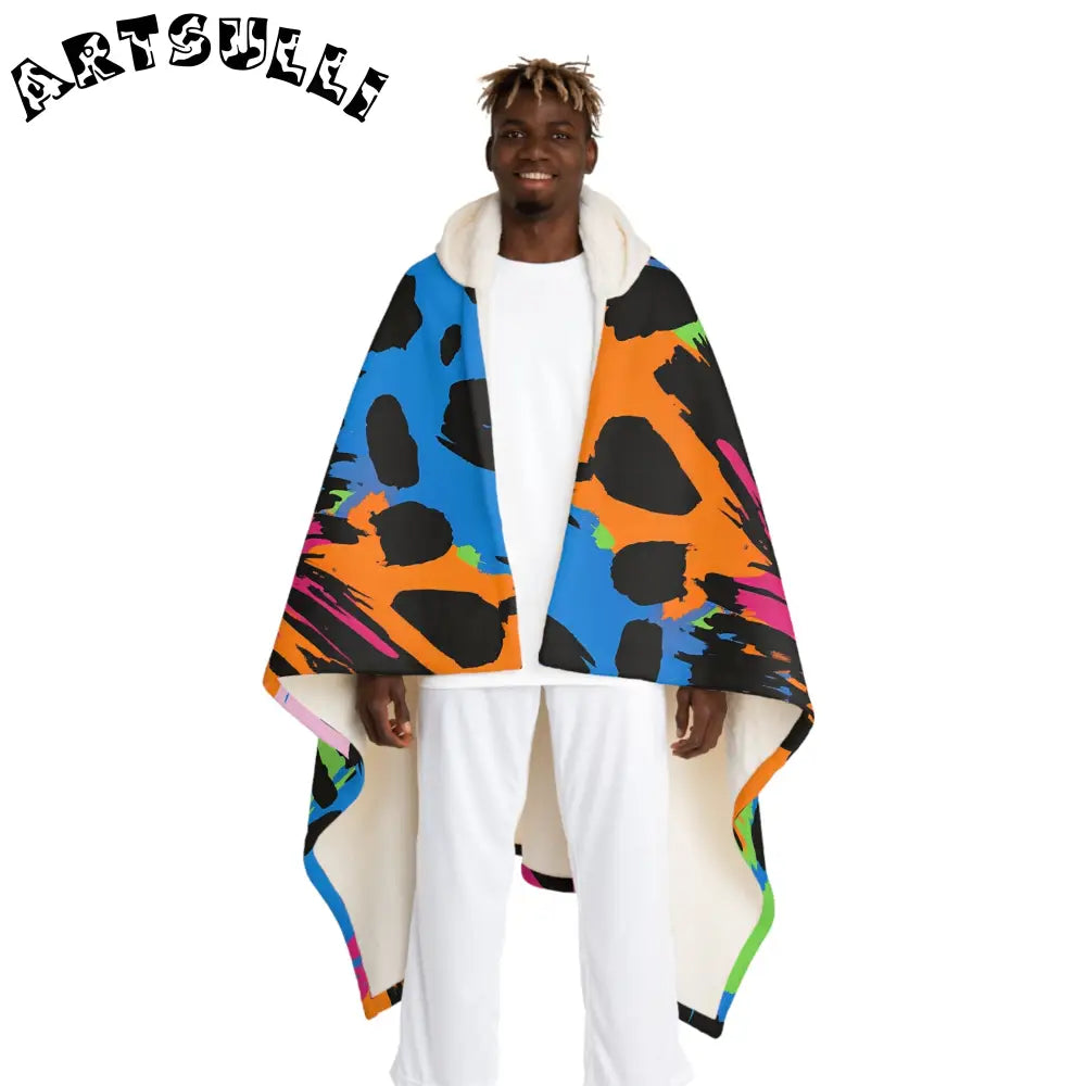90s Neon Hooded Sherpa Fleece Blanket, Artsulli - Art is Long, Life is Short, All Over Prints, Size, One size, Color, Cream, , , 15114939176745533139