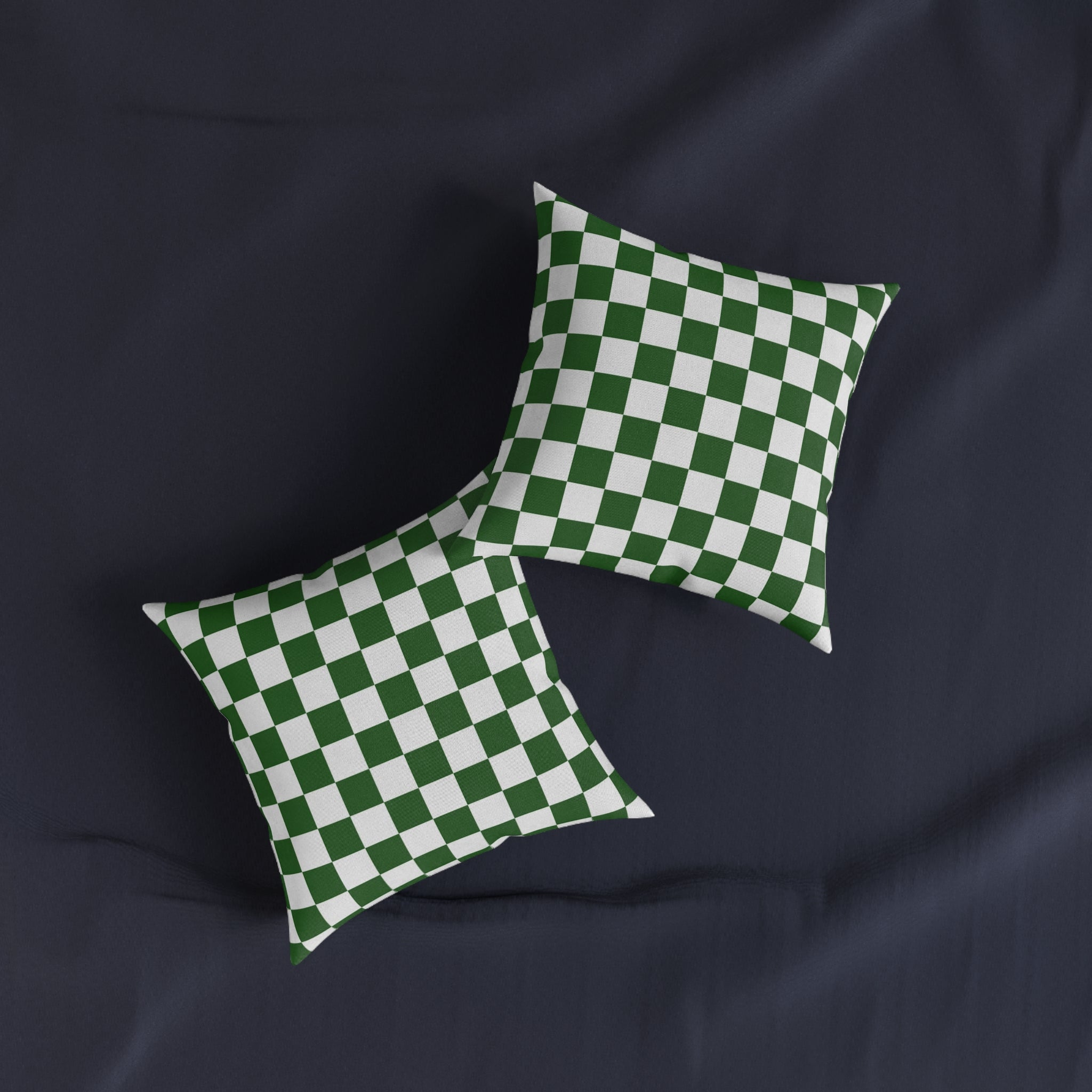 Checkerboard White and Dark Green Square Pillow, Artsulli - Art is Long, Life is Short, Home Decor, , , , , , , 