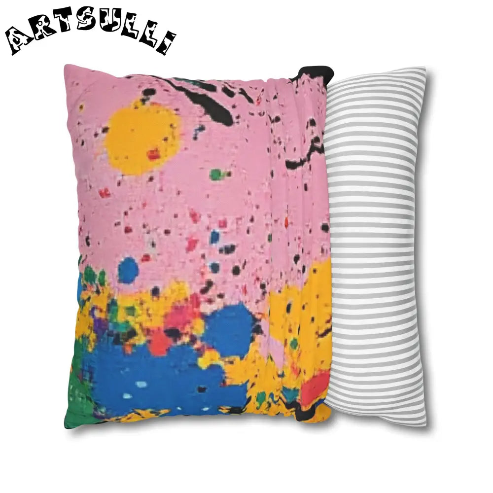 JAKKOUTTHEBXX The Colors Of Paint Splatter Spun Polyester Square