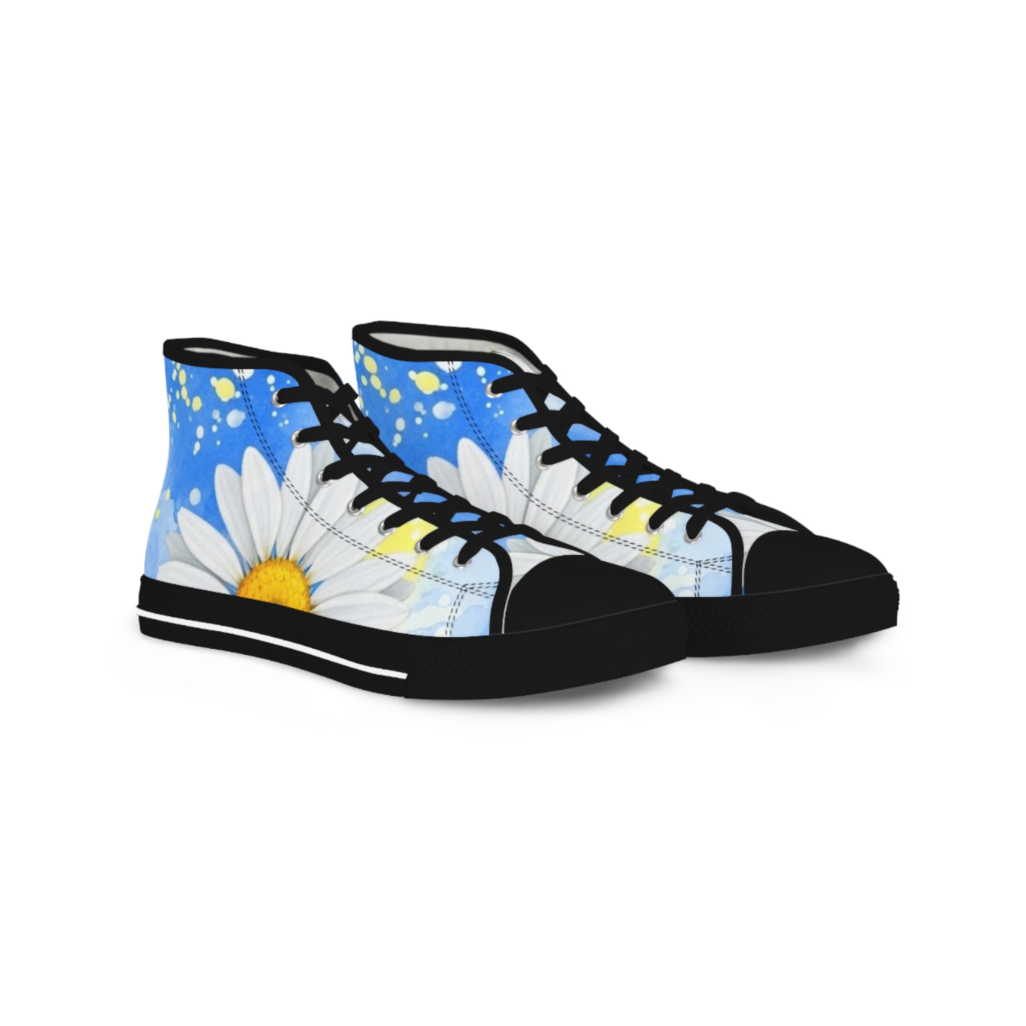 Daisies Men's High Top Sneakers, Artsulli - Art is Long, Life is Short, Shoes, Size, US 5, Color, Black sole, , , 10352186590155941179