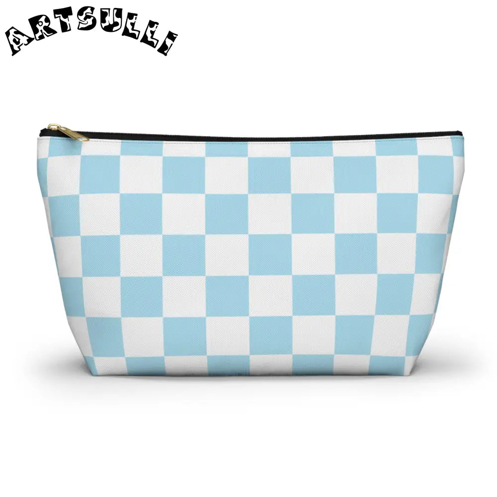 JAKKOUTTHEBXX Checkerboard Sky Blue Accessory Pouch w T-bottom