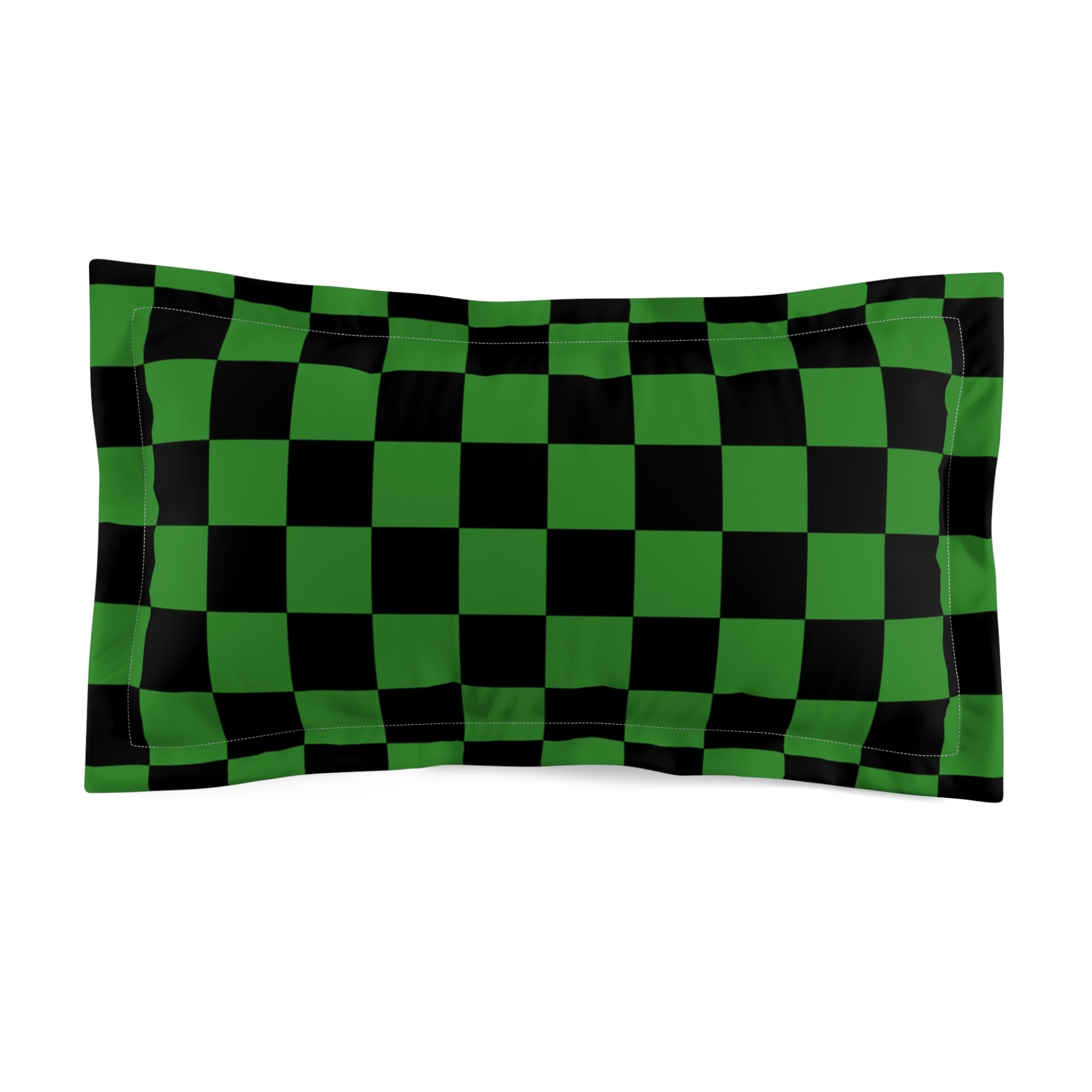 Checkerboard Green and Black Microfiber Pillow Sham, Artsulli - Art is Long, Life is Short, Home Decor, Size, King, , , , , 44358396306772765126