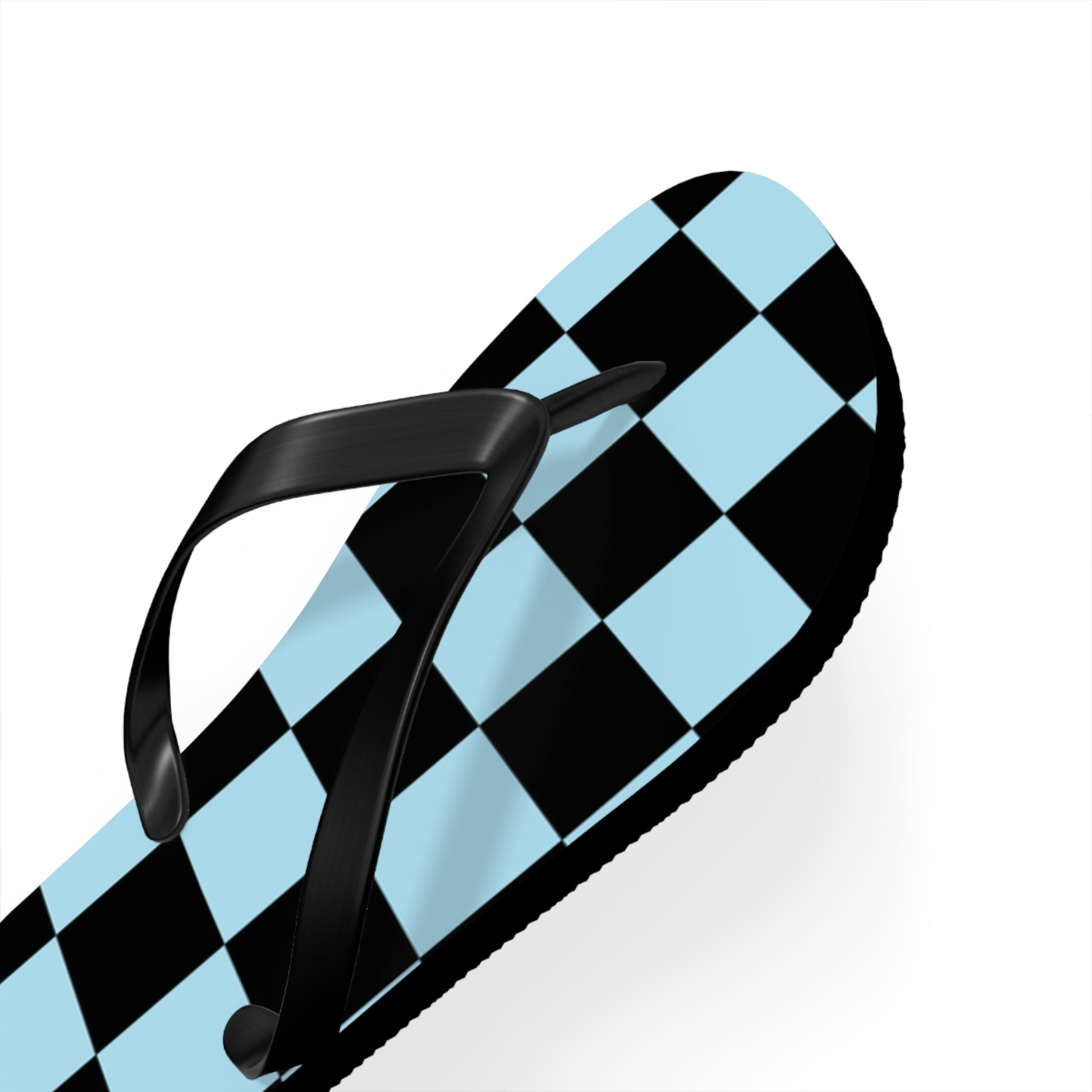 Checkerboard Black and Blue Flip Flops, Artsulli - Art is Long, Life is Short, Shoes, , , , , , , 