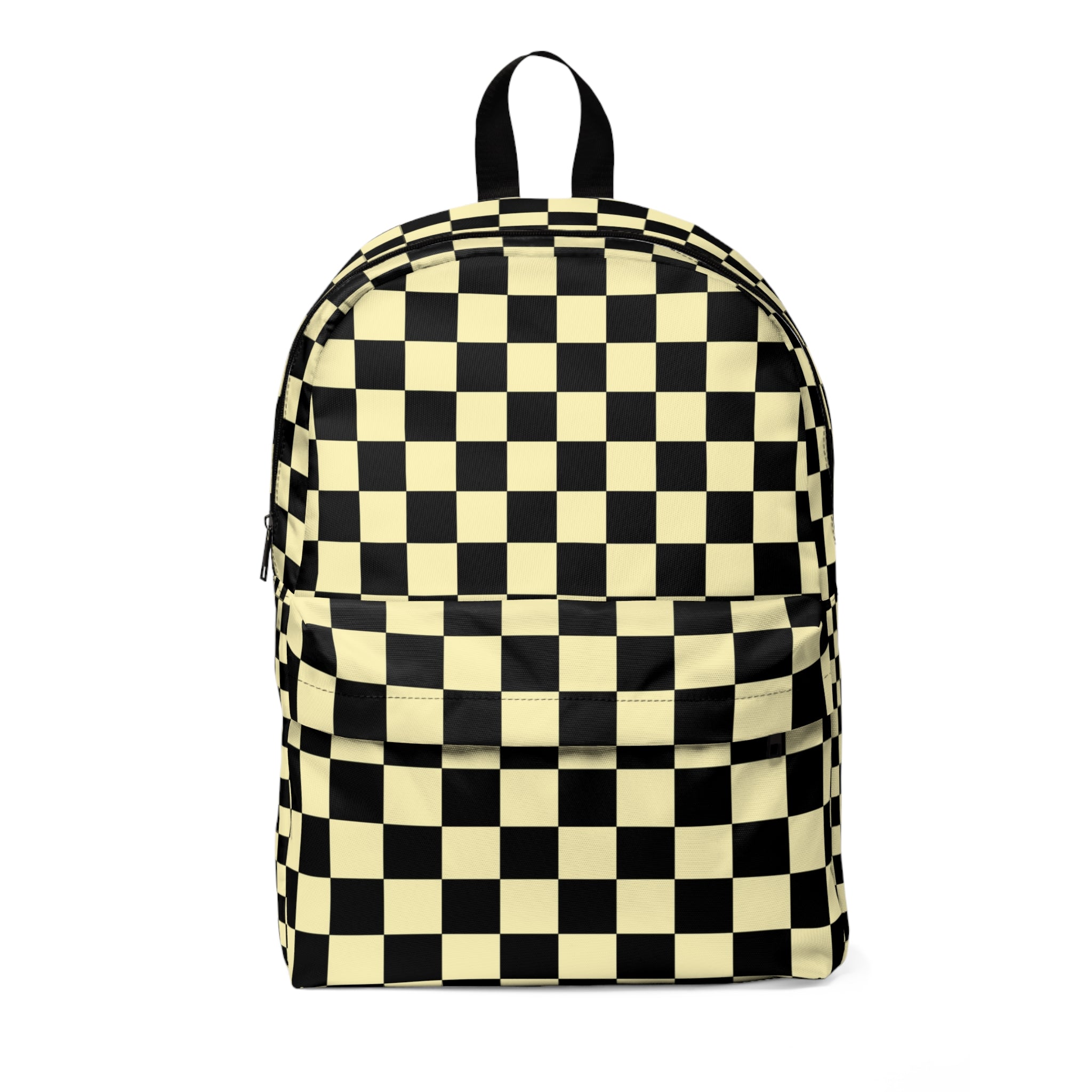 Checkerboard Black and Yellow Unisex Classic Backpack, Artsulli - Art is Long, Life is Short, Bags, Size, One size, , , , , 33402018289789036246