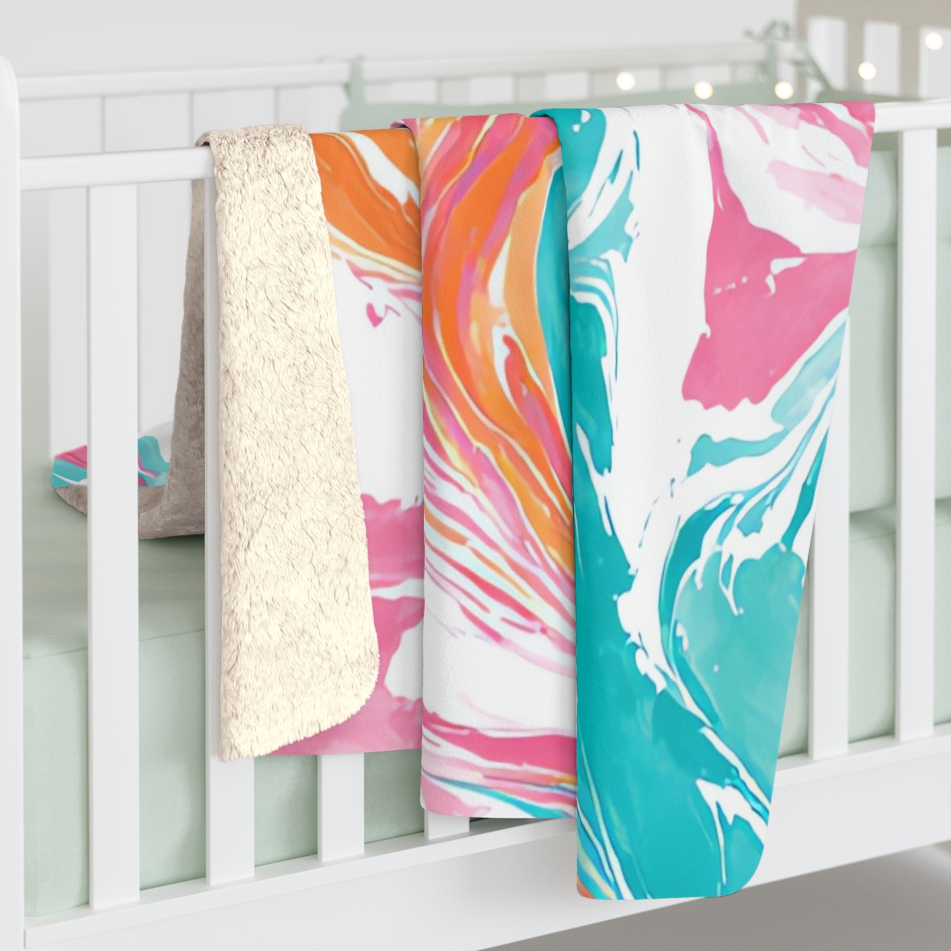 Liquid Pastel Spill Multi-Color Sherpa Fleece Blanket, Artsulli - Art is Long, Life is Short, Home Decor, , , , , , , 