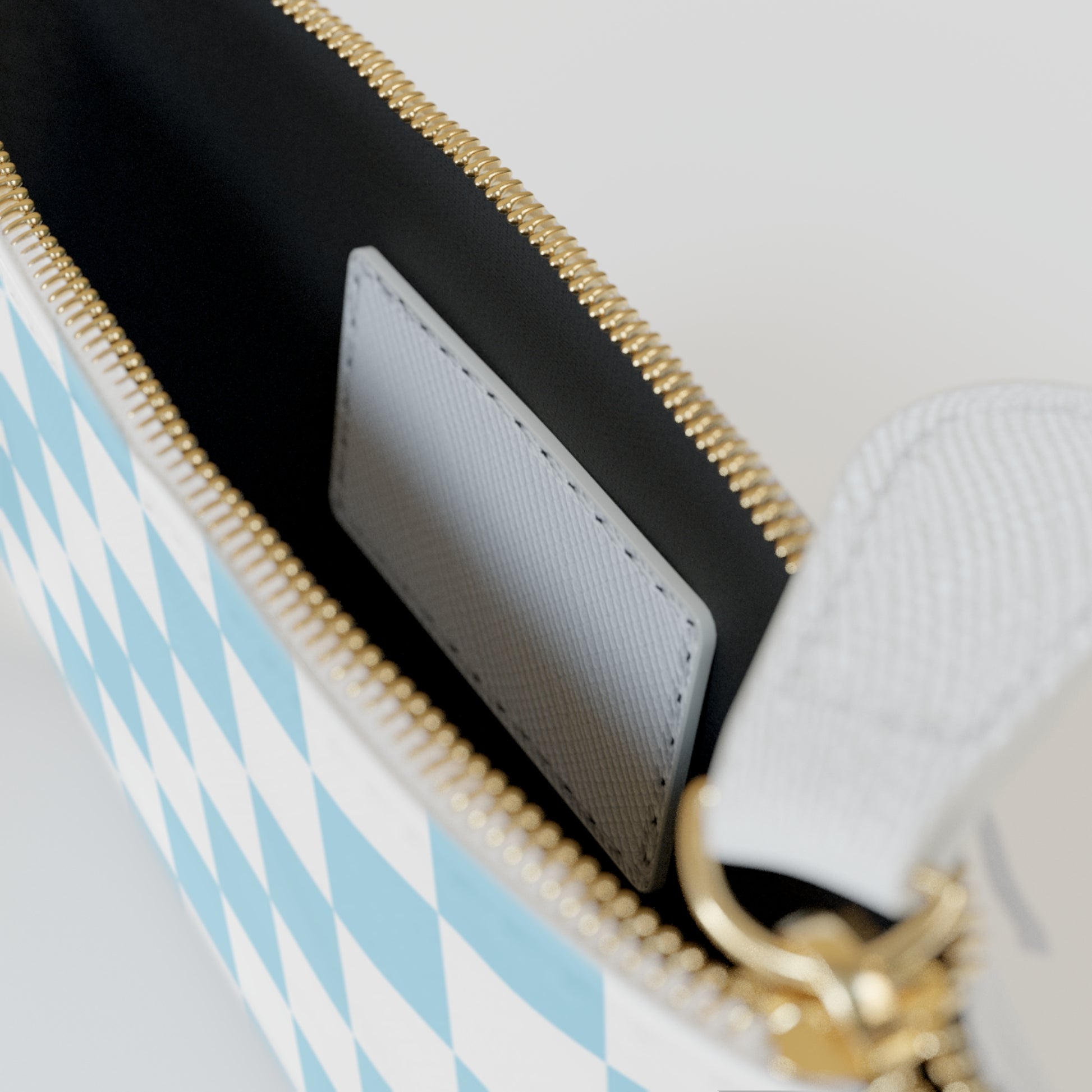 Checkerboard Sky Blue Mini Clutch Bag, Artsulli - Art is Long, Life is Short, Bags, , , , , , , 