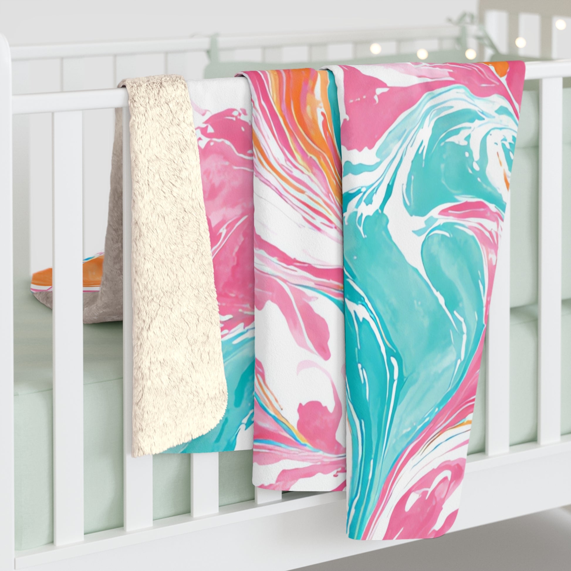 Liquid Pastel Spill II Multi-Color Sherpa Fleece Blanket, Artsulli - Art is Long, Life is Short, Home Decor, , , , , , , 