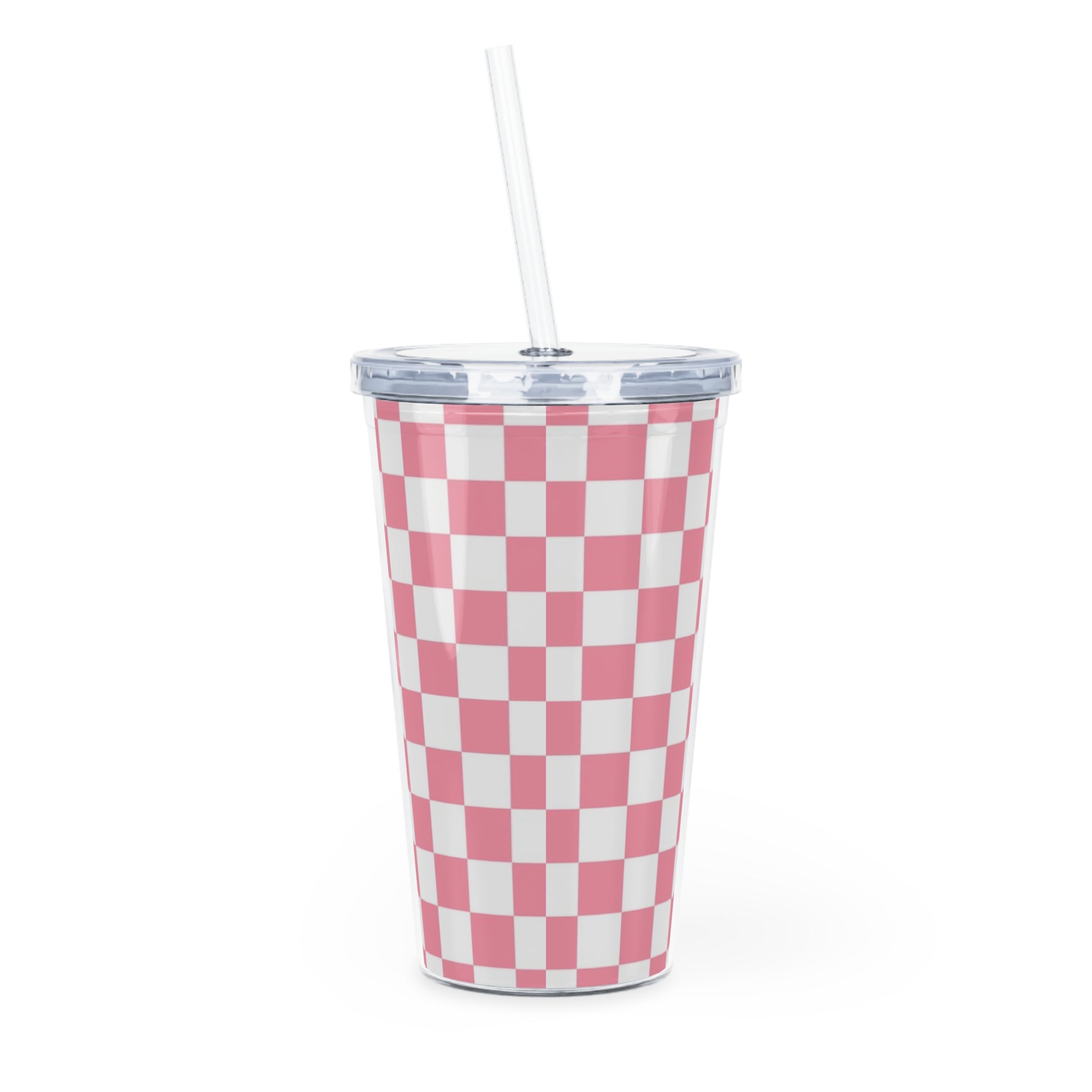 Brigandine Checkered Scene Plastic Tumbler with Straw, Artsulli - Art is Long, Life is Short, Mug, , , , , , , 