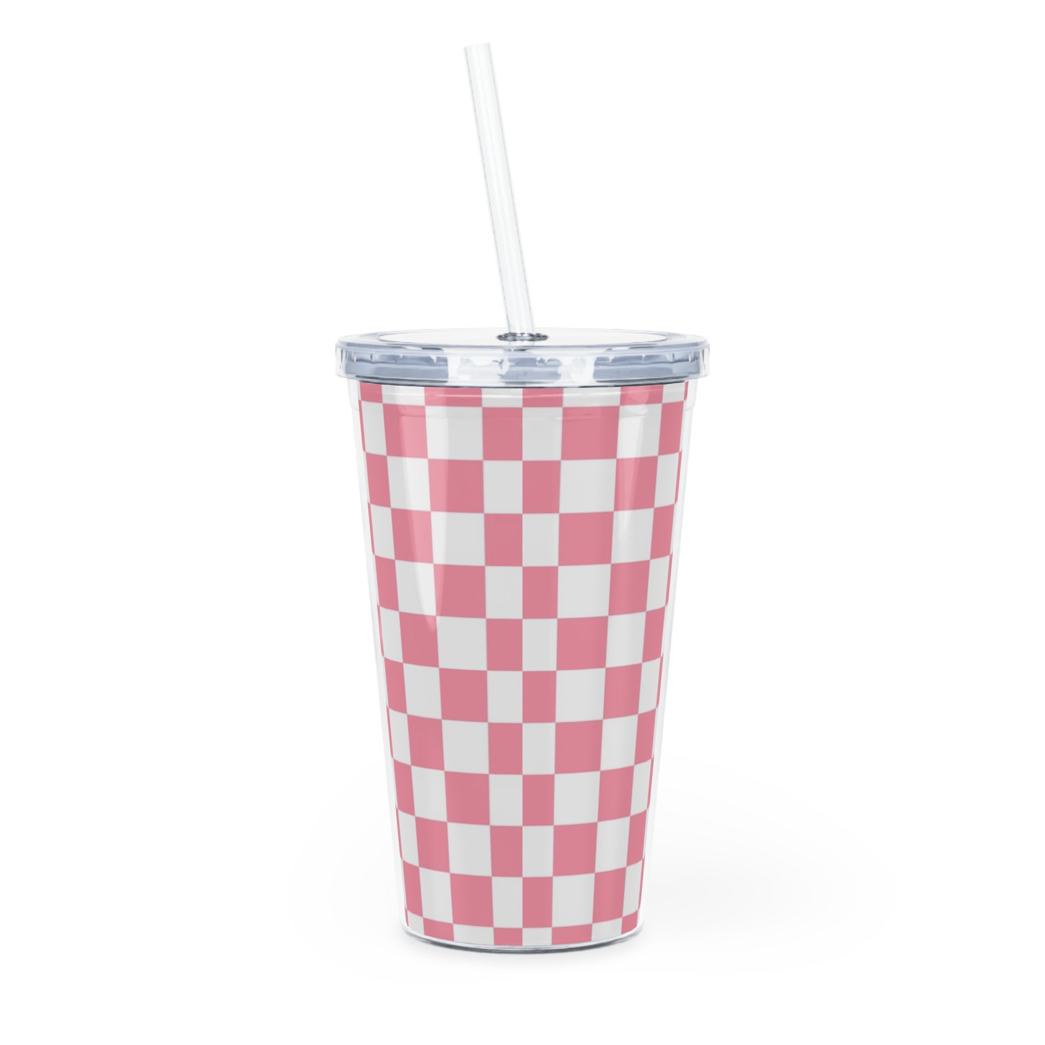 Brigandine Checkered Scene Plastic Tumbler with Straw, Artsulli - Art is Long, Life is Short, Mug, , , , , , , 