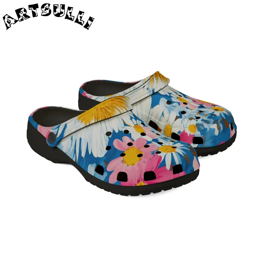 JAKKOUTTHEBXX CDG Daisy Dream Blue EVA Foam Rubber Shoes (AOP)