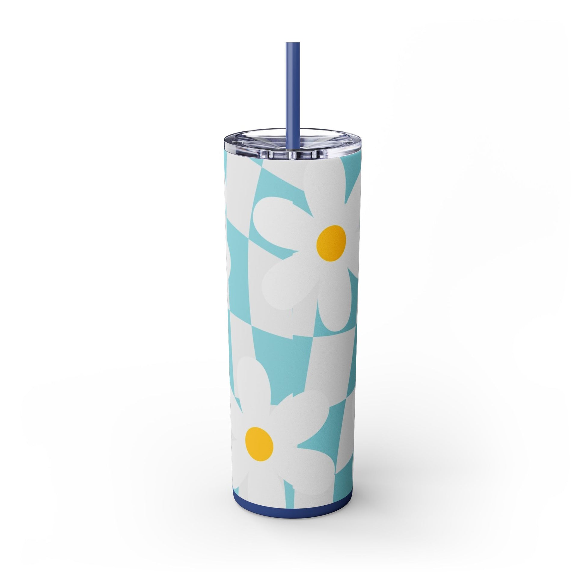 Trippy Check Garden Skinny Tumbler with Straw, 20oz, Artsulli - Art is Long, Life is Short, Mug, , , , , , , 