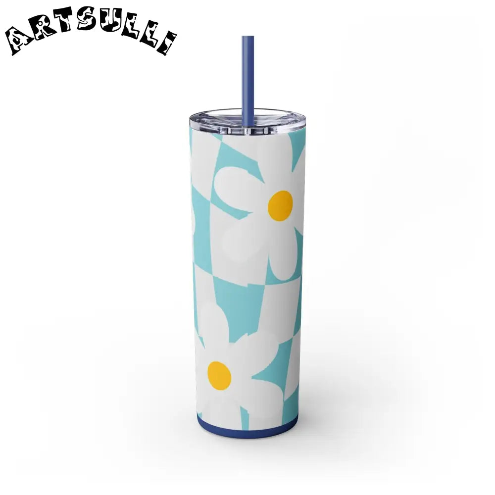 JAKKOUTTHEBXX Trippy Check Garden Skinny Tumbler with Straw 20oz