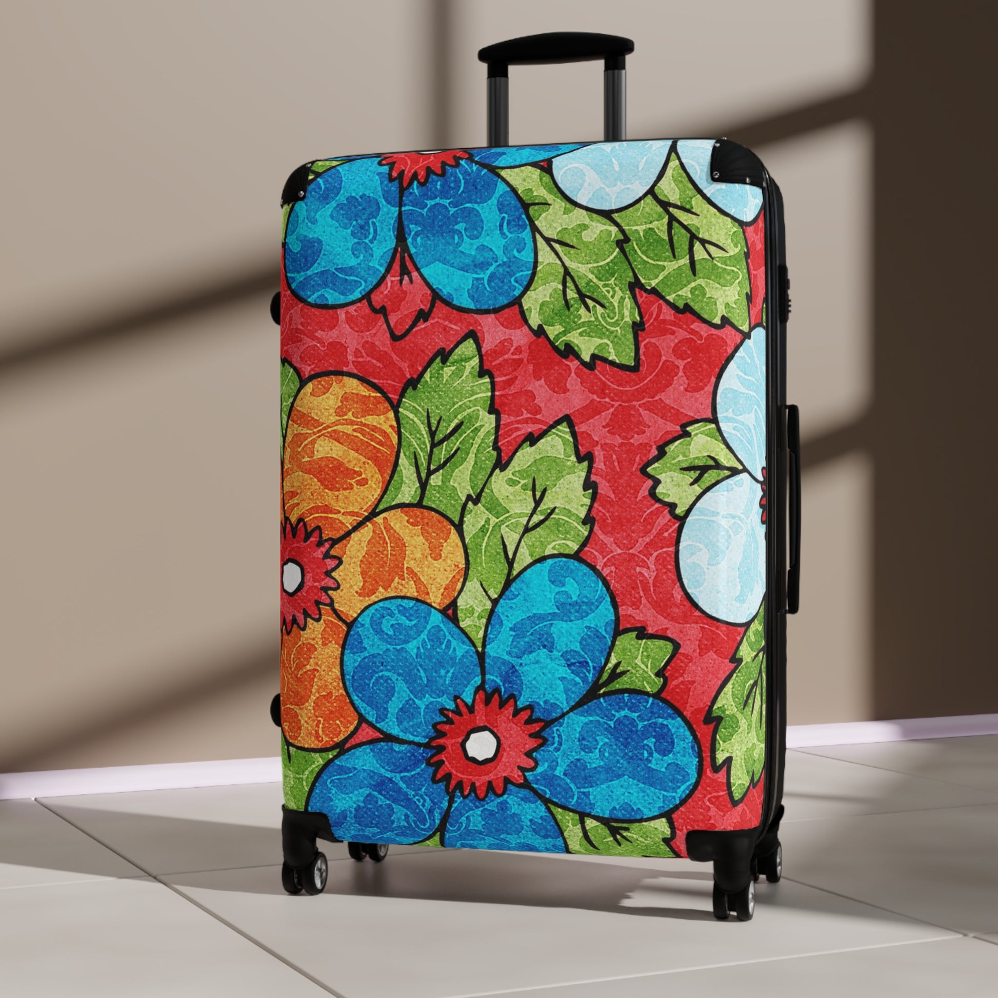 Groovy Red Floral Kl Suitcase, Artsulli - Art is Long, Life is Short, Bags, , , , , , , 