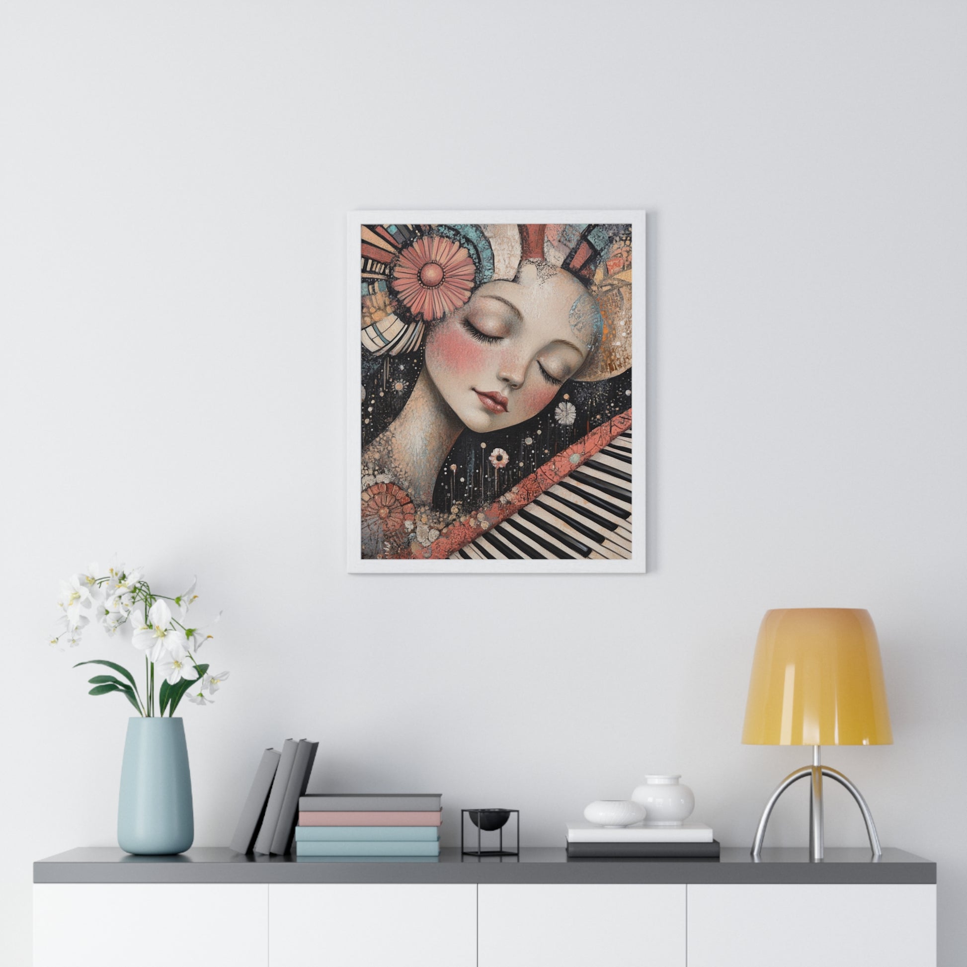 Queen Of Piano Dreams Vertical Framed Poster, Artsulli - Art is Long, Life is Short, Poster, , , , , , , 