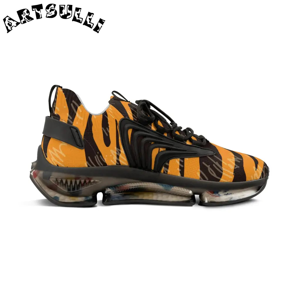 JAKKOUTTHEBXX Tiger Scratches Orange and Black Men’s Mesh Sneakers