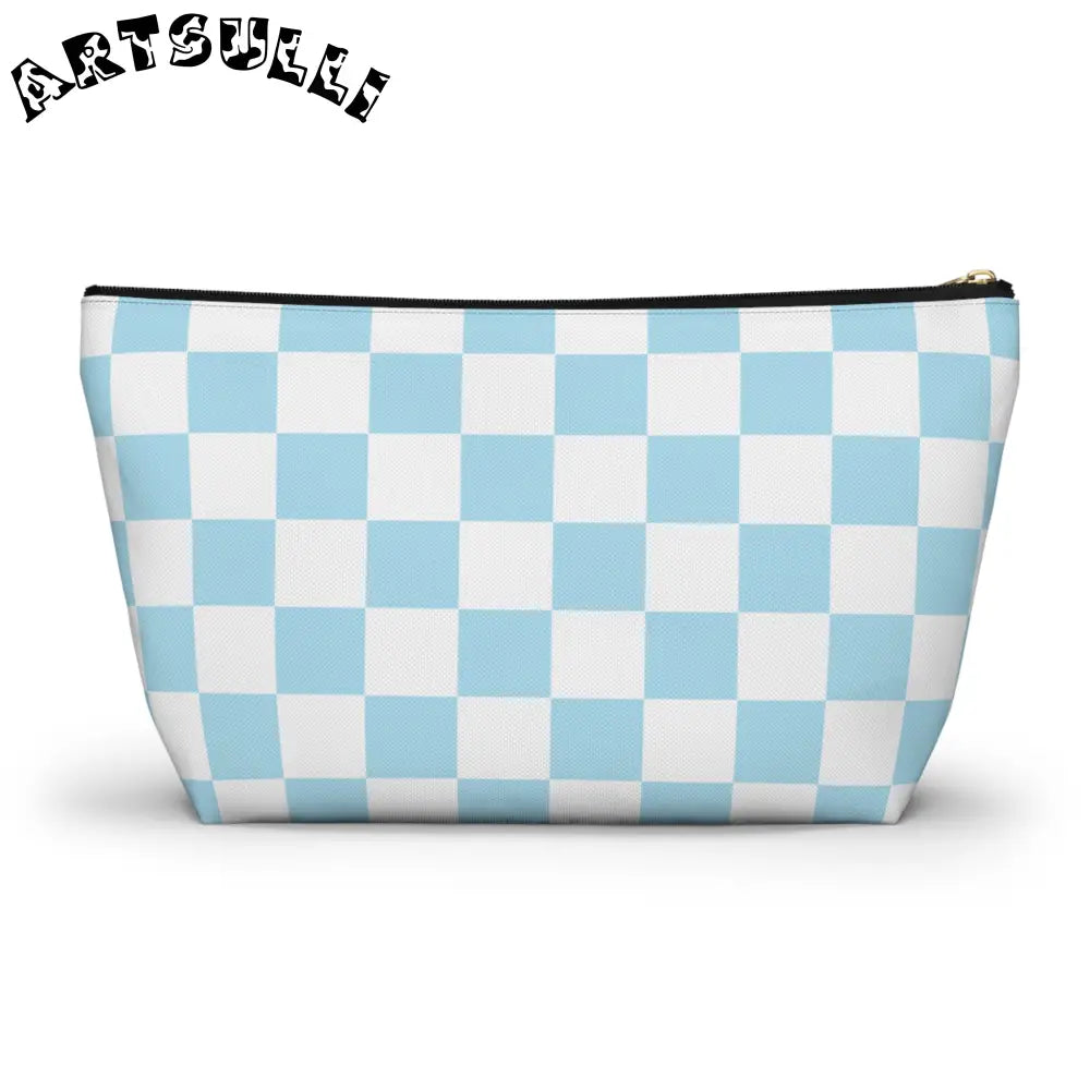 JAKKOUTTHEBXX Checkerboard Sky Blue Accessory Pouch w T-bottom