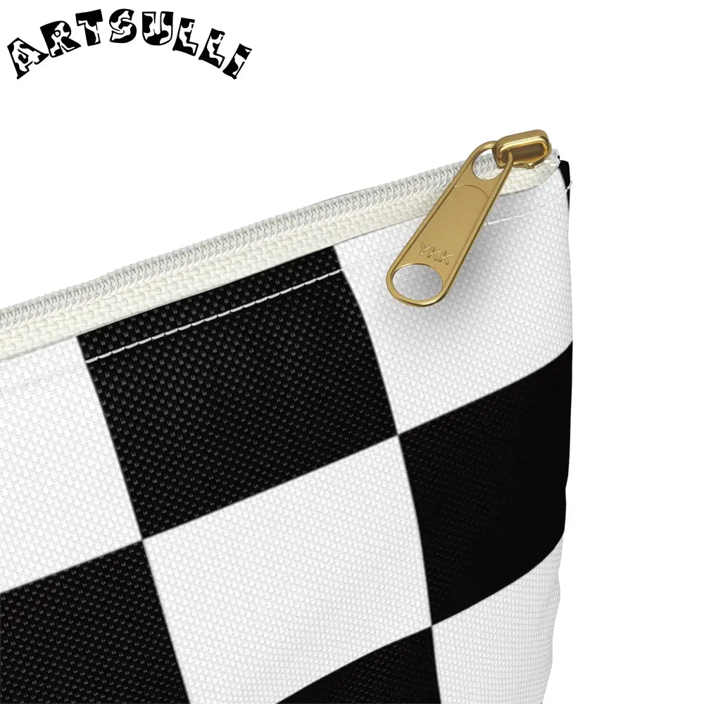 JAKKOUTTHEBXX Checkerboard Black and White Accessory Pouch