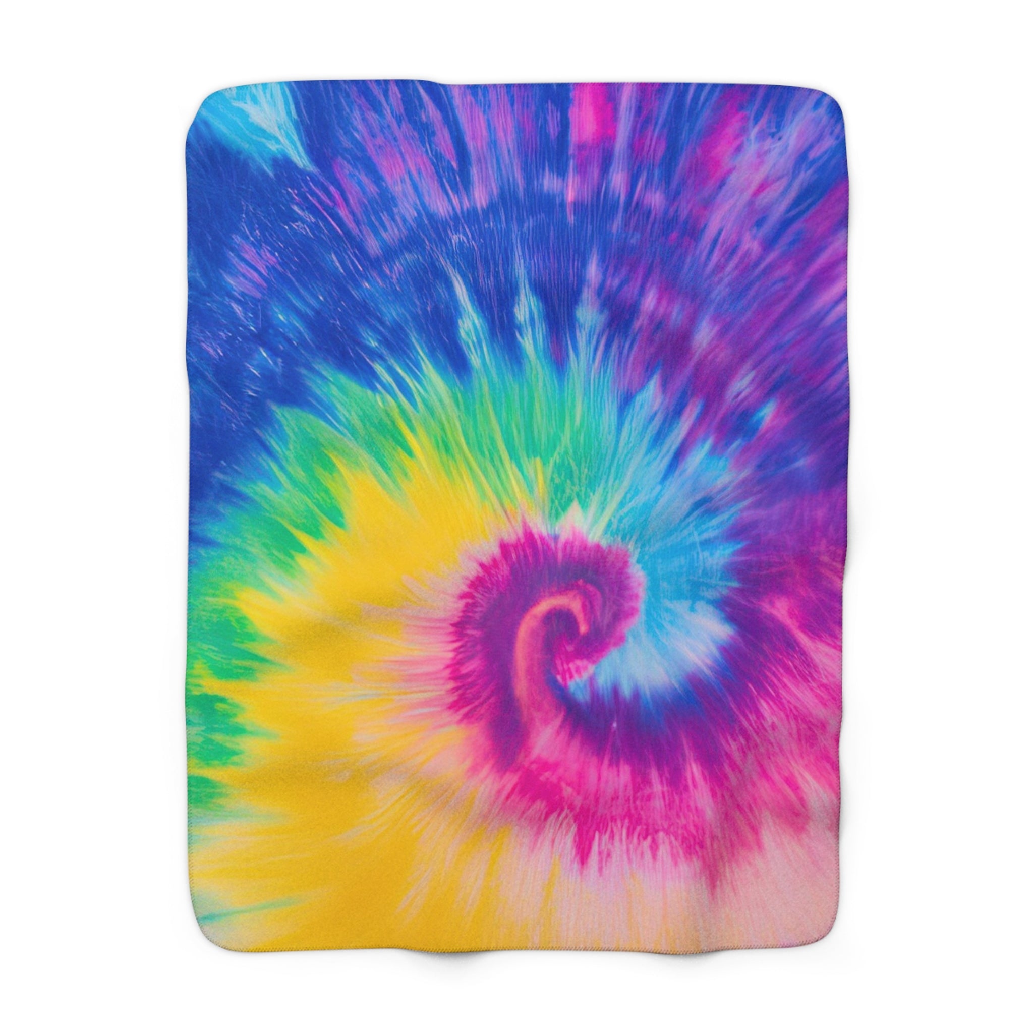 Psychedelic Tie Dye Sherpa Fleece Blanket, Artsulli - Art is Long, Life is Short, Home Decor, Size, 50" × 60", , , , , 12241659126528286194