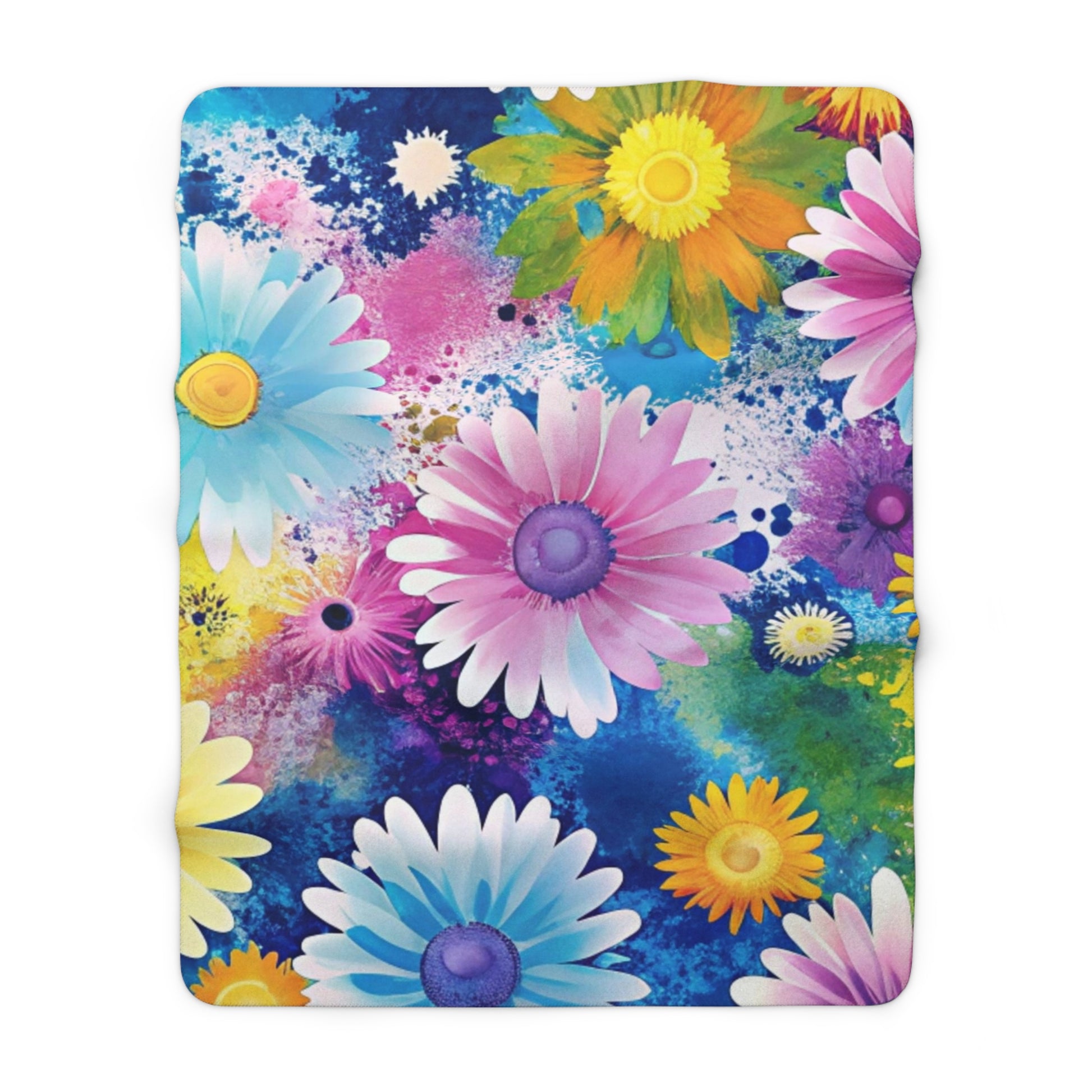 Magical Flower Explosion Multi-Color Sherpa Fleece Blanket, Artsulli - Art is Long, Life is Short, Home Decor, Size, 60" × 80", , , , , 10688513533793