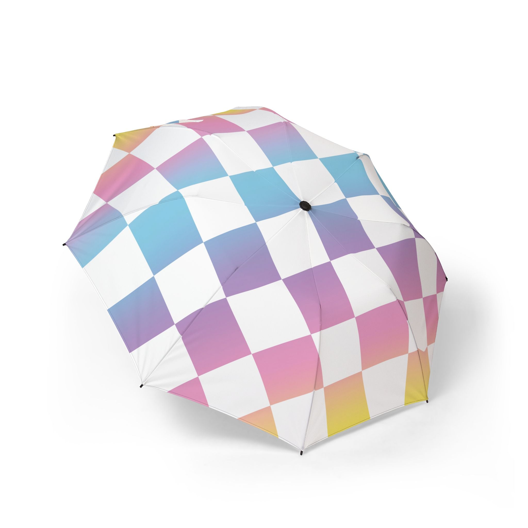 Vaporwave Check Semi-Automatic Foldable Umbrella, Artsulli - Art is Long, Life is Short, Accessories, Size, One size, , , , , 38765798079455843053