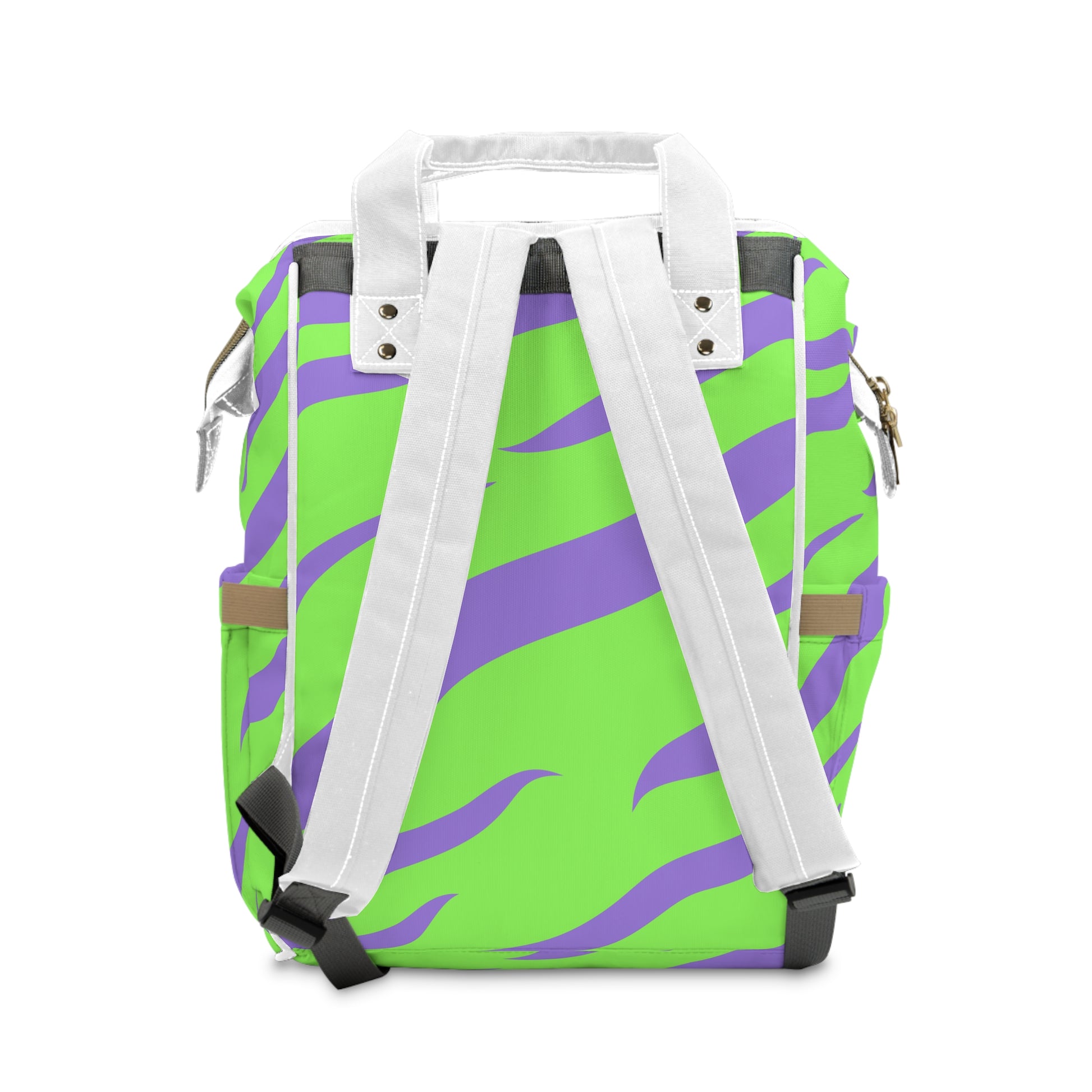 Tyrannosaurus Print Green and Purple Multifunctional Diaper Backpack, Artsulli - Art is Long, Life is Short, Bags, , , , , , , 