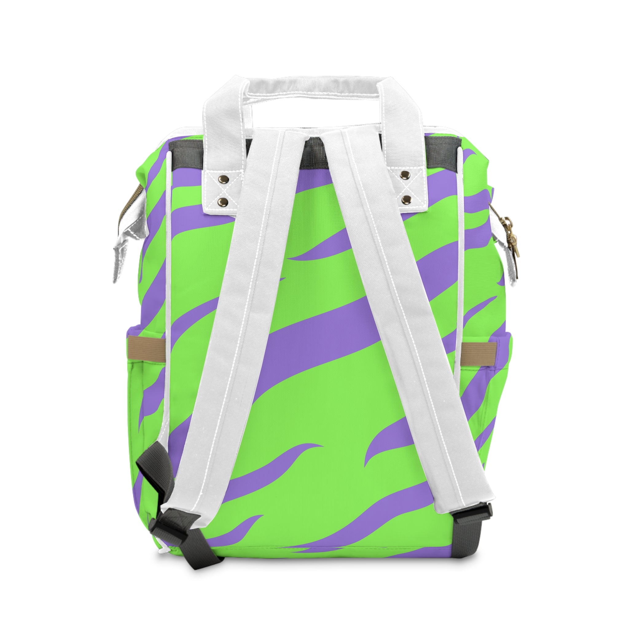 Tyrannosaurus Print Green and Purple Multifunctional Diaper Backpack, Artsulli - Art is Long, Life is Short, Bags, , , , , , , 