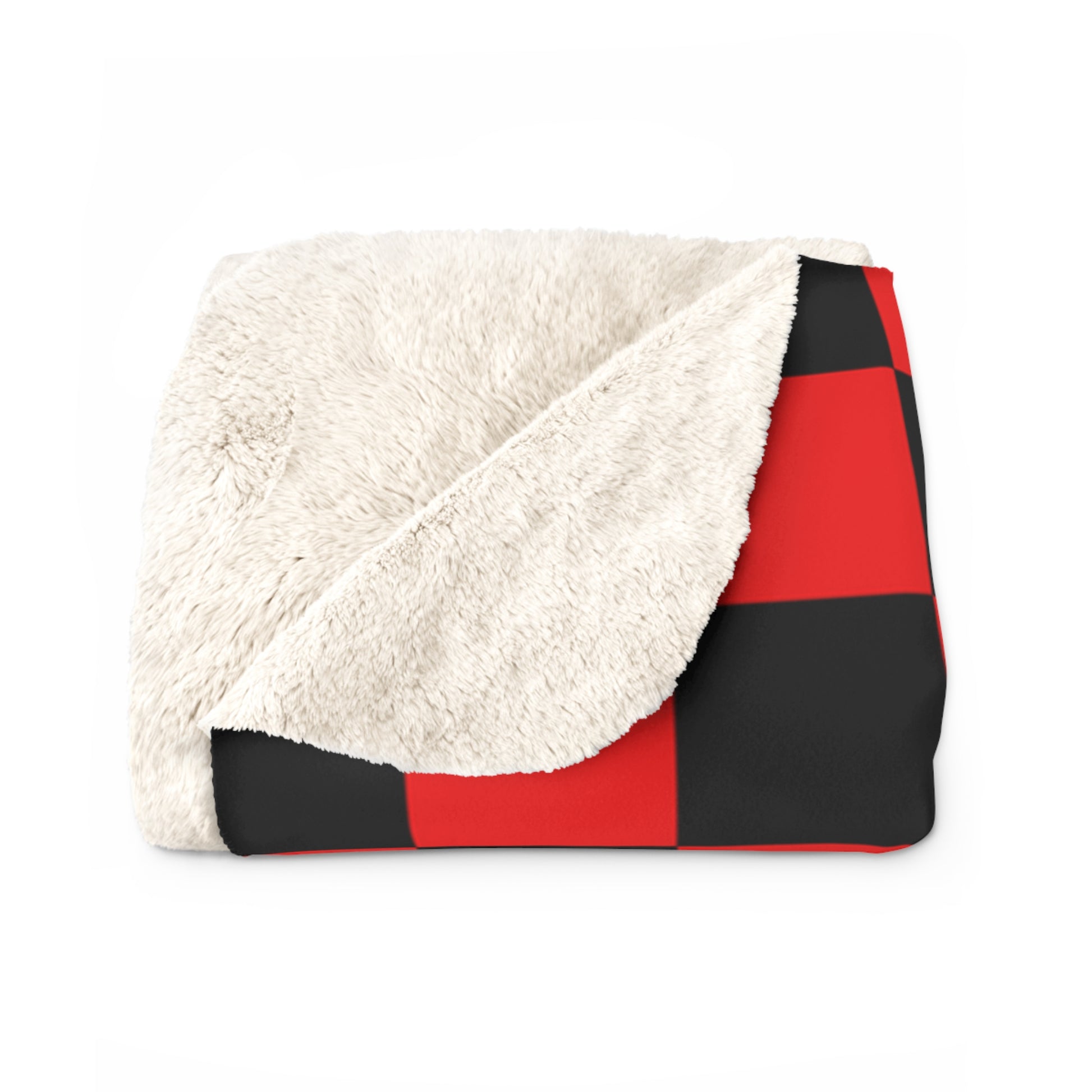 Checkerboard Red and Black Sherpa Fleece Blanket, Artsulli - Art is Long, Life is Short, Home Decor, , , , , , , 
