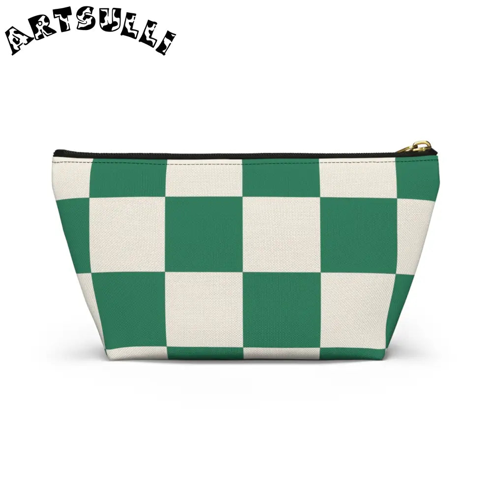 JAKKOUTTHEBXX Checkerboard Dark Green Accessory Pouch w T-bottom