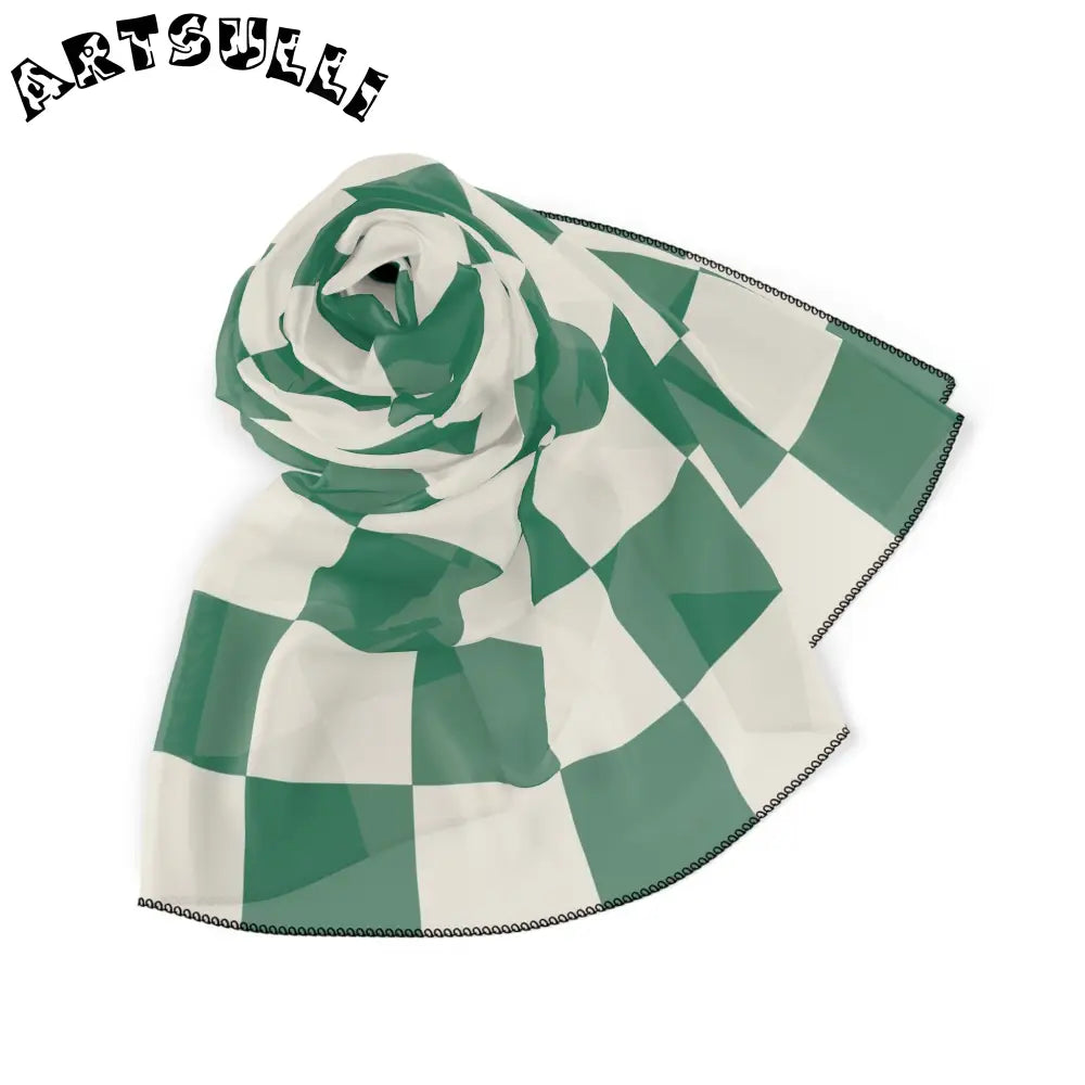 JAKKOUTTHEBXX Checkerboard II Dark Green Poly Scarf JAKKOUTTHEBXX