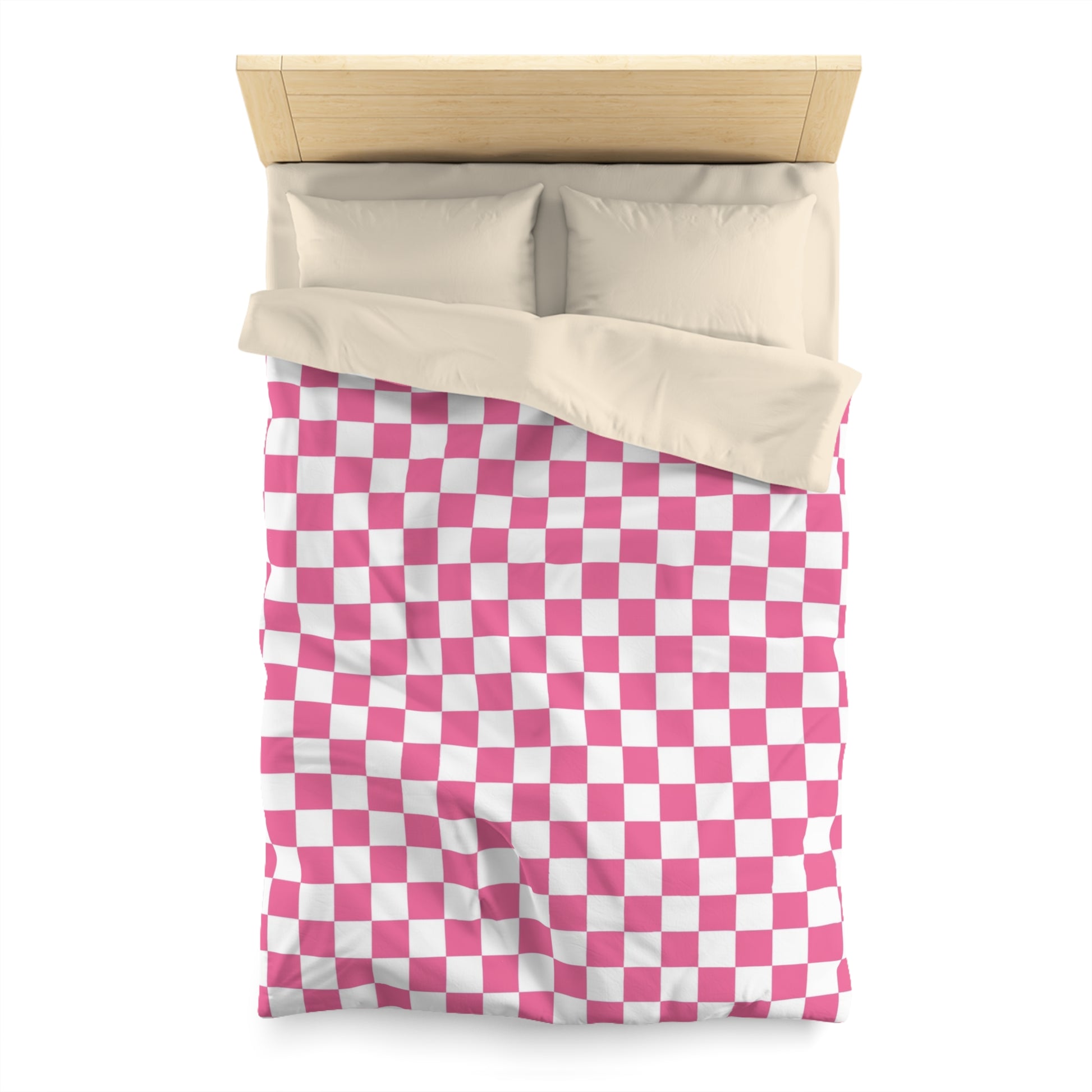 Yuyushiki Pink Check Microfiber Duvet Cover, Artsulli - Art is Long, Life is Short, Home Decor, , , , , , , 