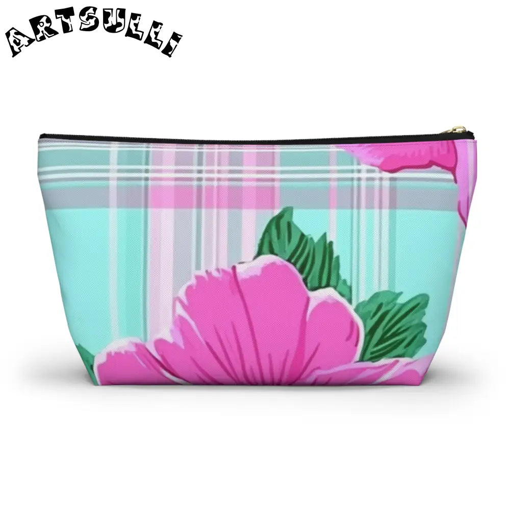 JAKKOUTTHEBXX Pink Floral Art Transferred Cosmetic Pouch