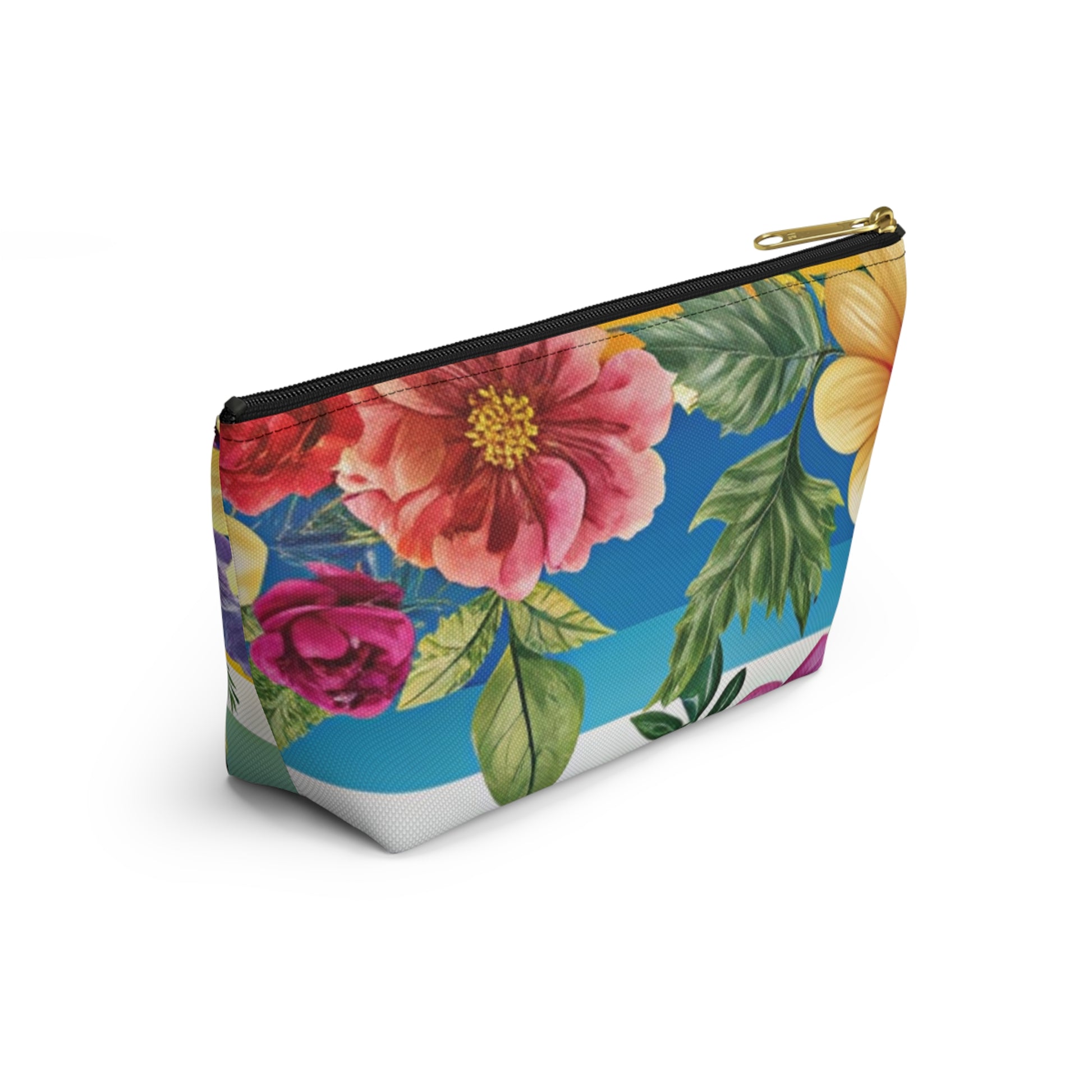 Floral Stripe 4K Accessory Pouch w T-bottom, Artsulli - Art is Long, Life is Short, Bags, , , , , , , 