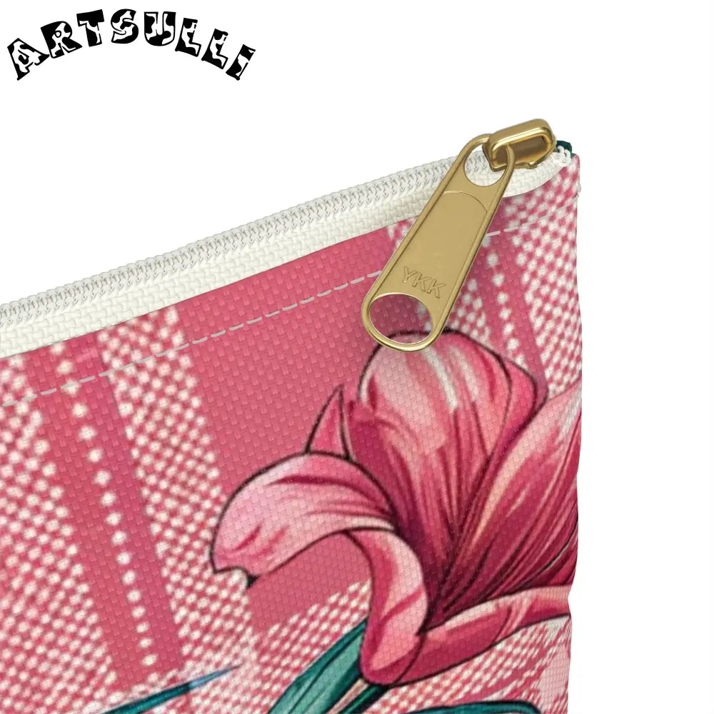 JAKKOUTTHEBXX Plaid x Floral Burgundy and Green Accessory Pouch