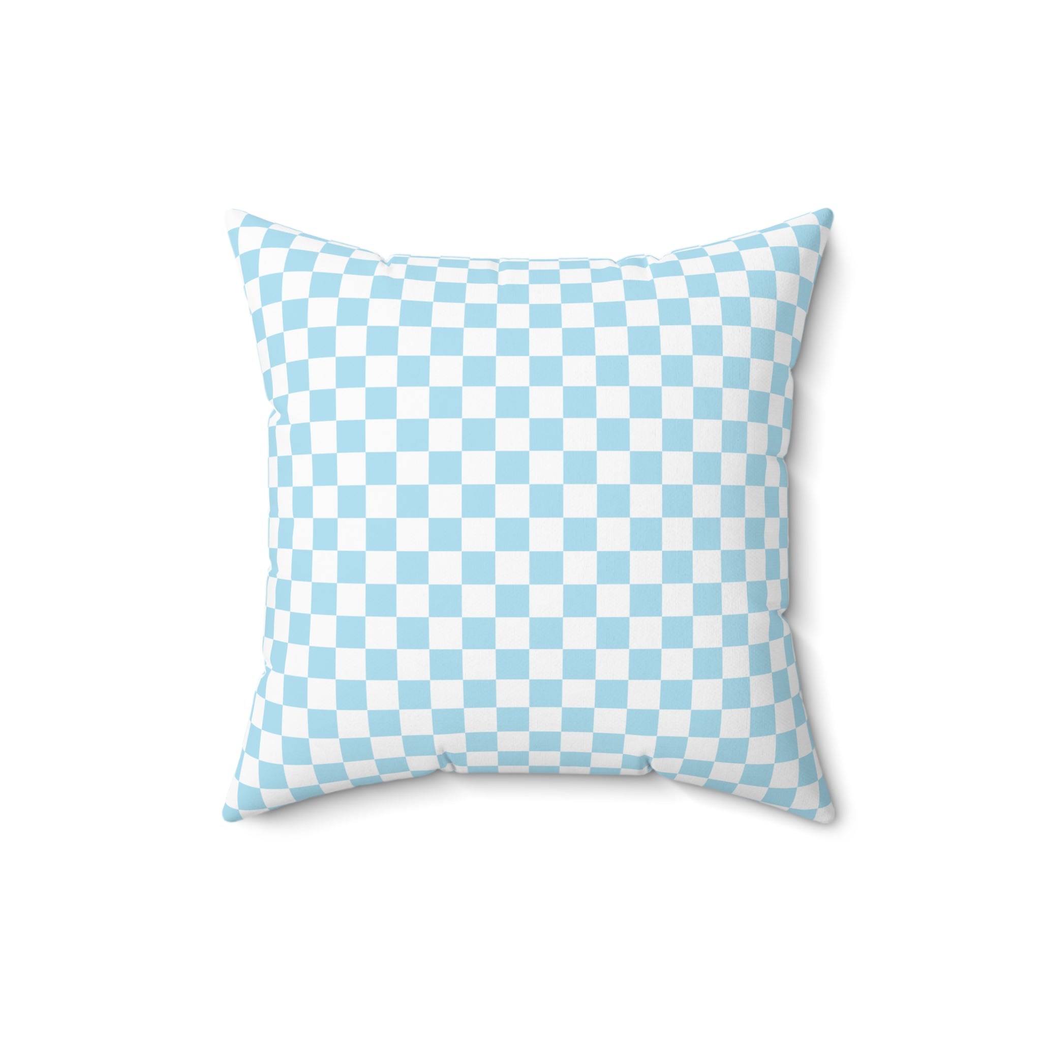 Checkerboard Sky Blue Spun Polyester Square Pillow, Artsulli - Art is Long, Life is Short, Home Decor, Size, 16" × 16", , , , , 20757119661004171938