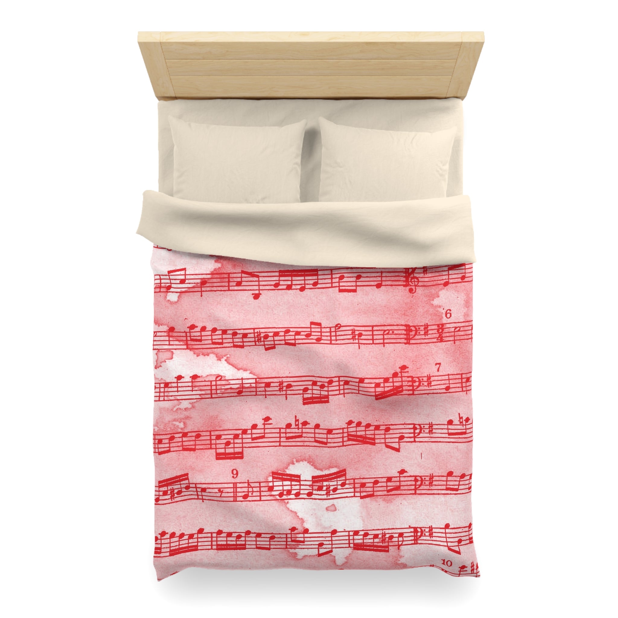 Drip Spill Type Beat Sheet Music Red Microfiber Duvet Cover, Artsulli - Art is Long, Life is Short, Home Decor, , , , , , , 