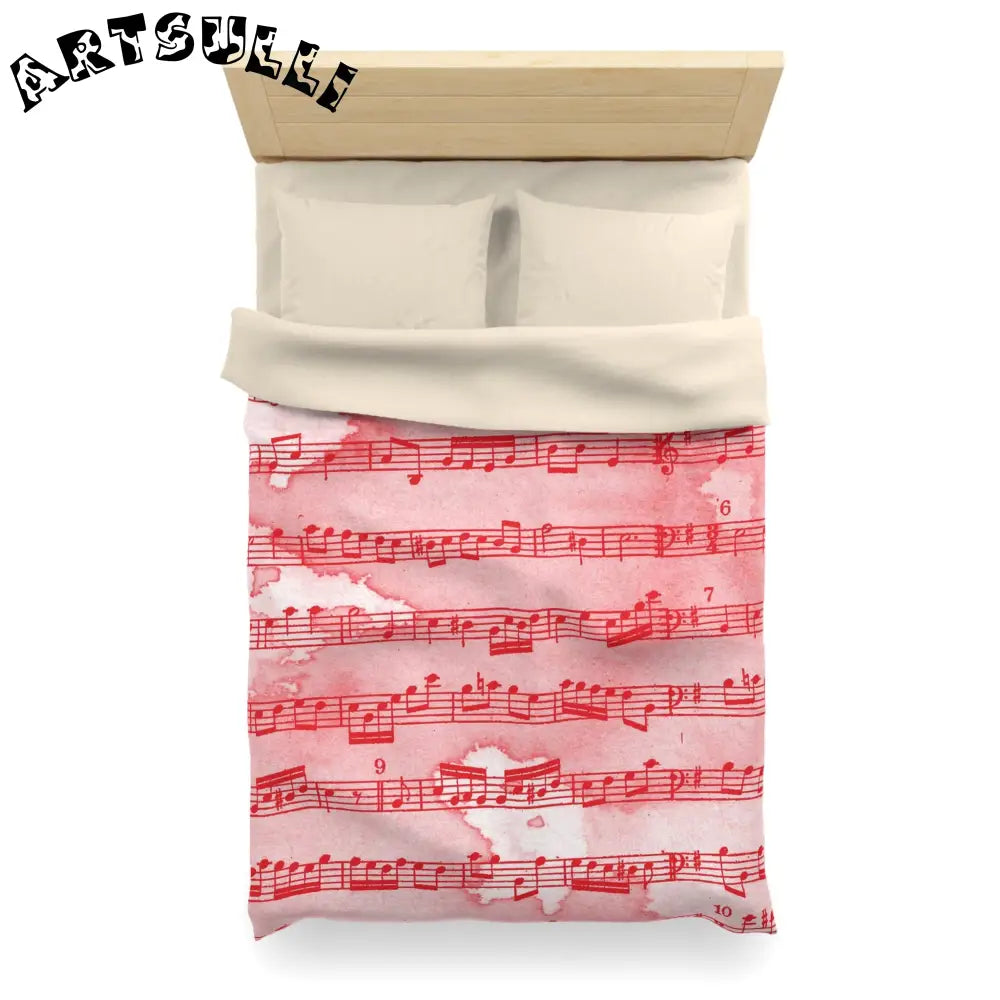 JAKKOUTTHEBXX Red Watercolor Sheet Music Art Printed Duvet Cover 2025