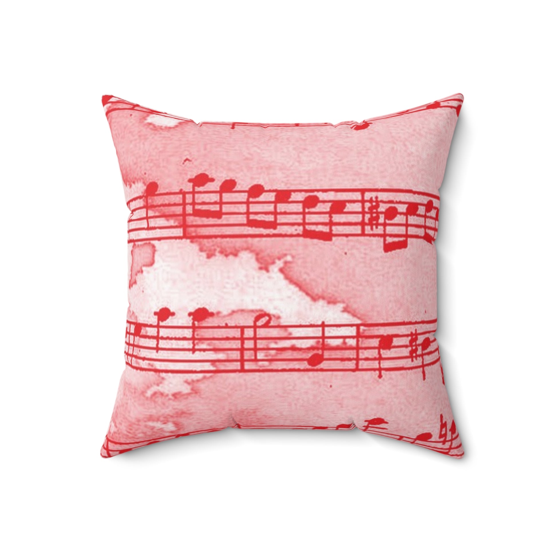 Drip Spill Type Beat Sheet Music Red Spun Polyester Square Pillow, Artsulli - Art is Long, Life is Short, Home Decor, Size, 18" × 18", , , , , 21405907903600340787